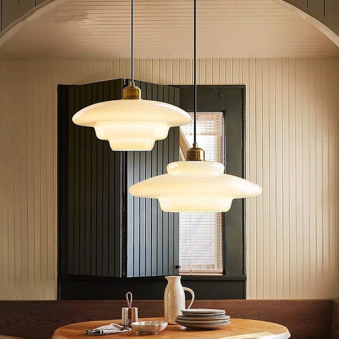 White Glass Mid-Century Pendant