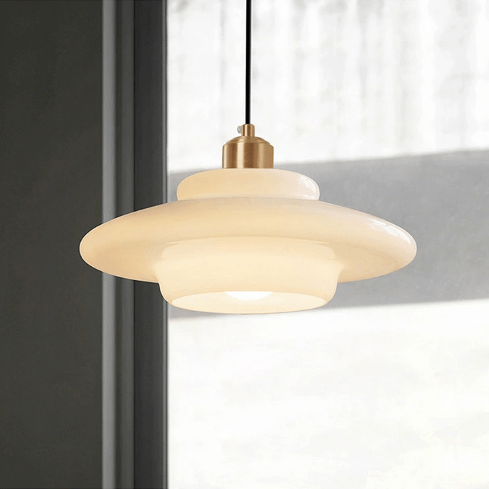White Glass Mid-Century Pendant