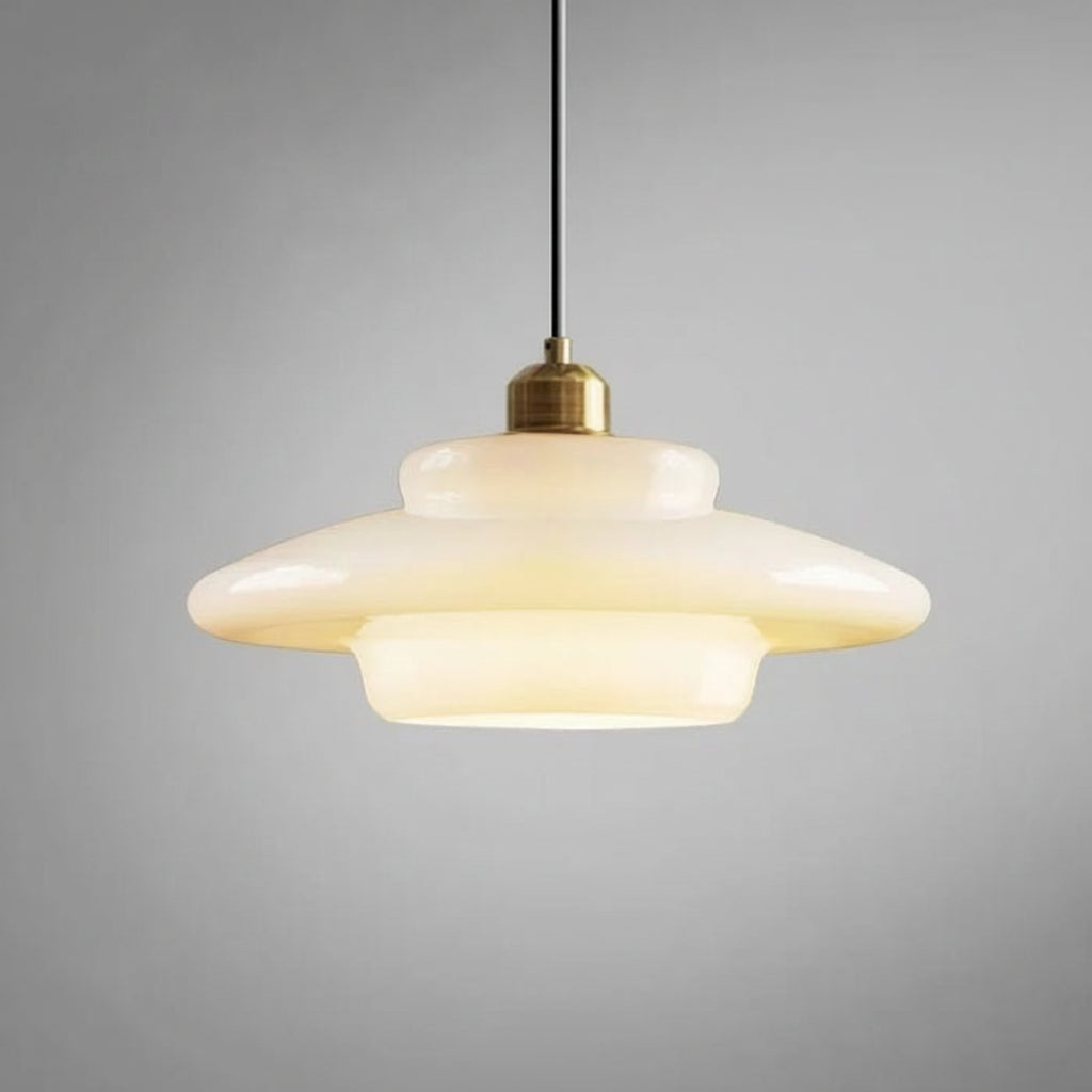 White Glass Mid-Century Pendant