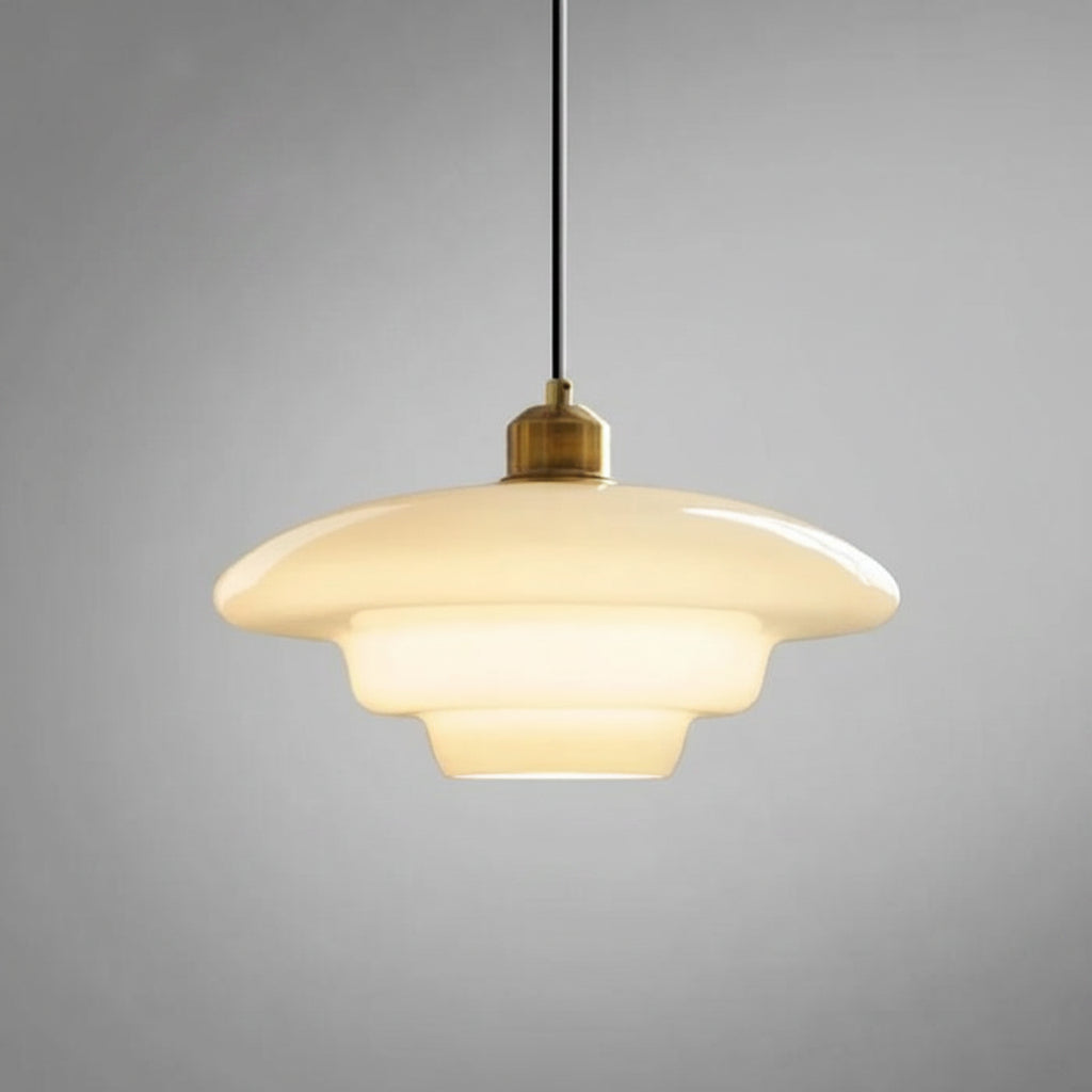 White Glass Mid-Century Pendant