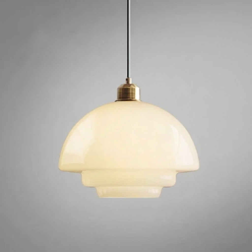 White Glass Mid-Century Pendant