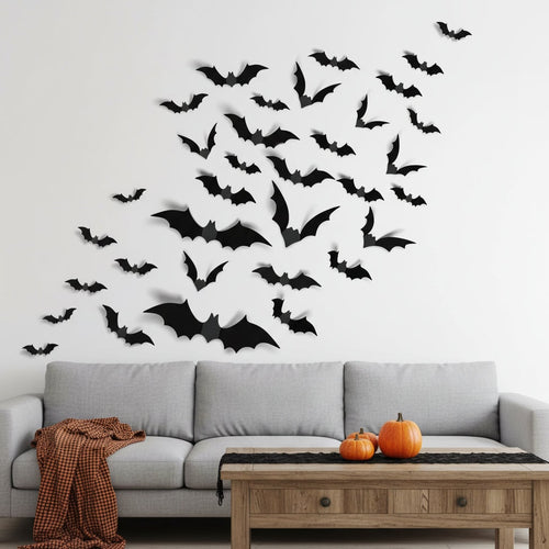Halloween Decoration 3D Bat Wall Stickers Party Set - Image 1