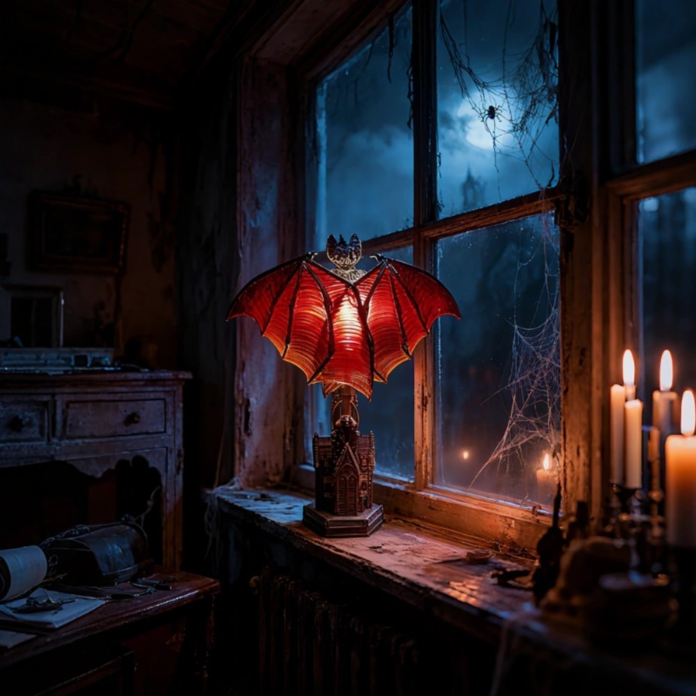 Halloween Decoration Bat Lamp Spooky Home Accent - Image 1