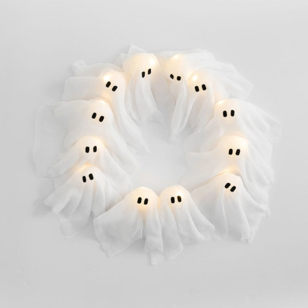 Halloween Decoration Ghost Wreath LED Lighted Design - Image 2