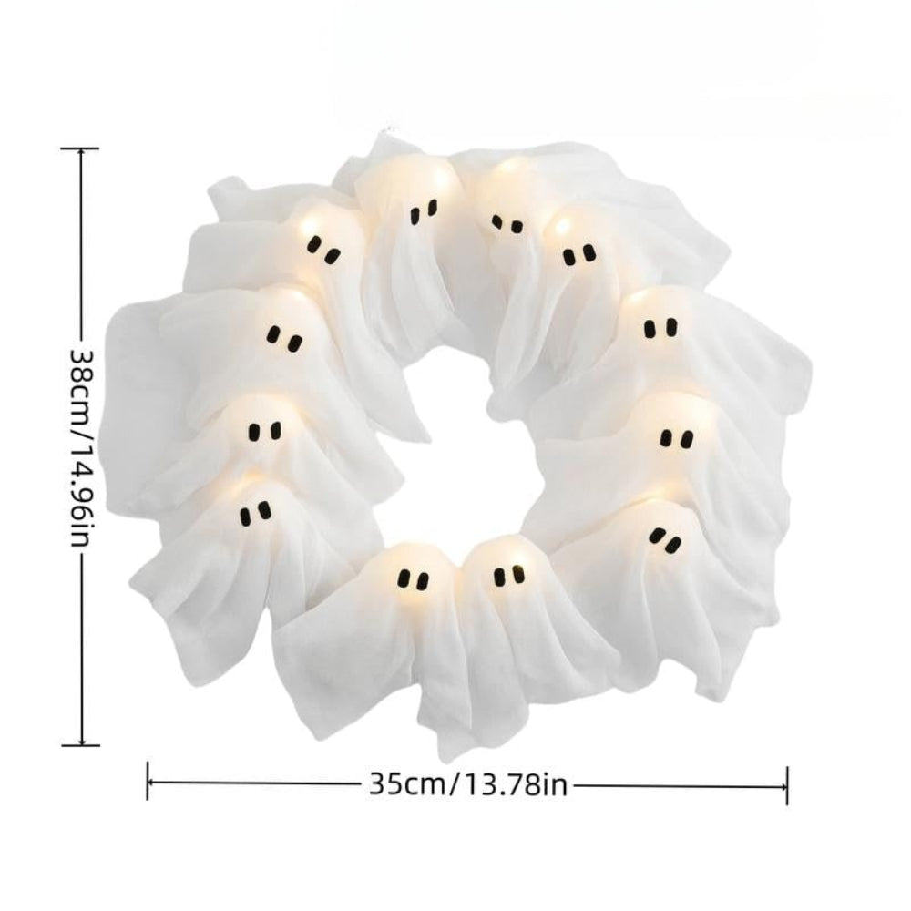 Halloween Decoration Ghost Wreath LED Lighted Design - Image 4