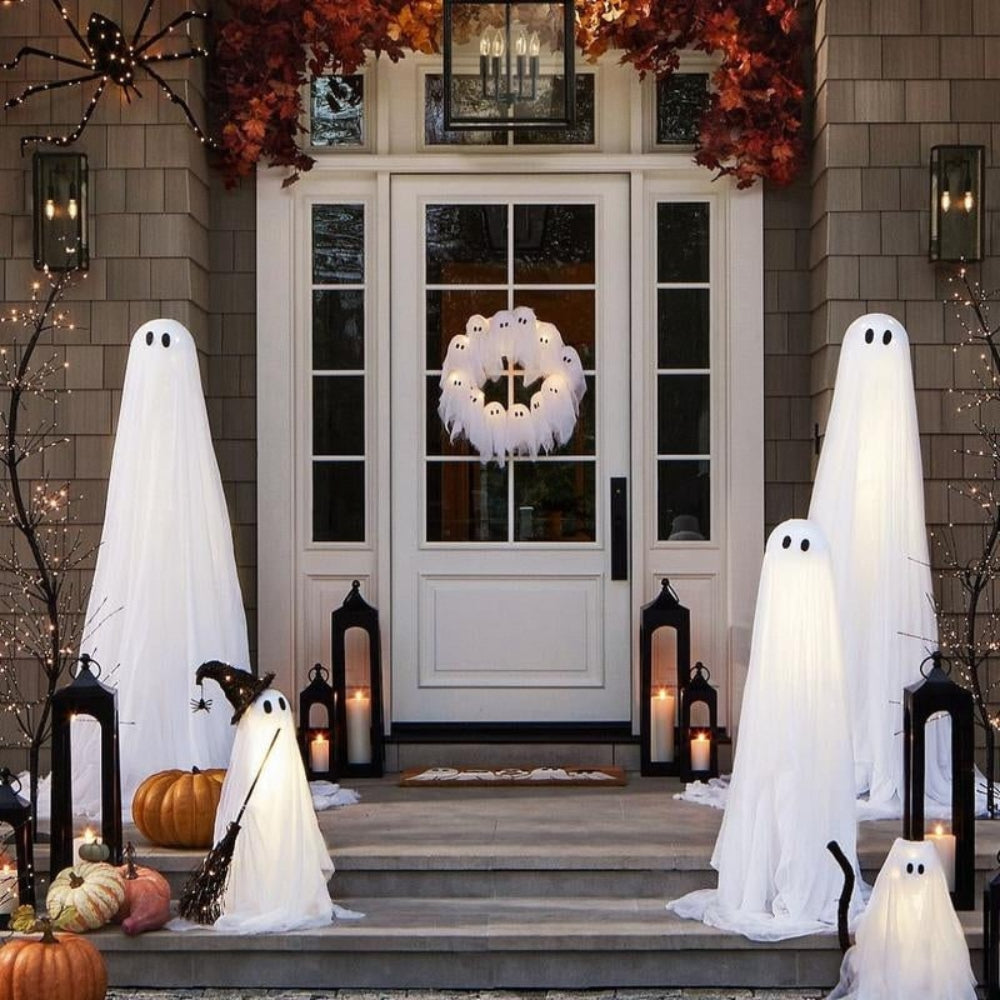 Halloween Decoration Ghost Wreath LED Lighted Design - Image 5