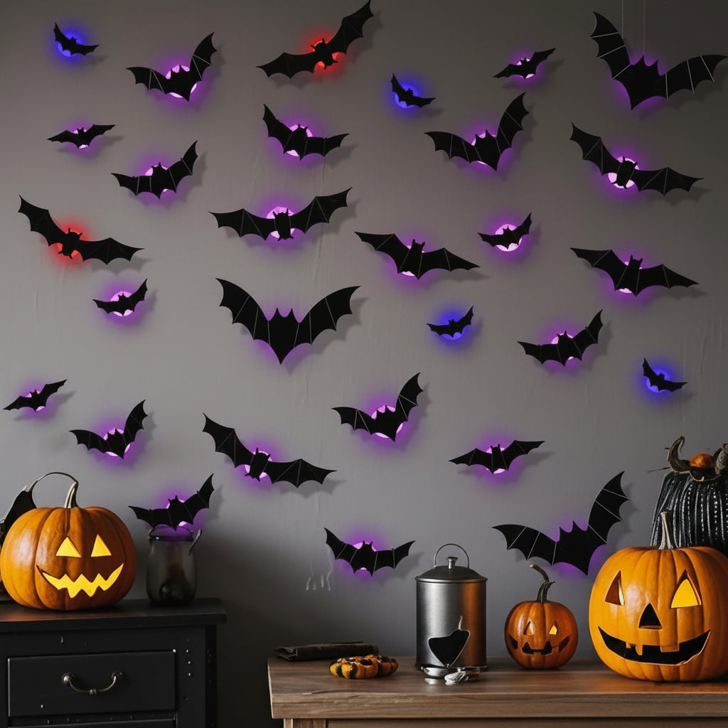 Halloween Decoration LED Bat Lights Wall Art Display - Image 2