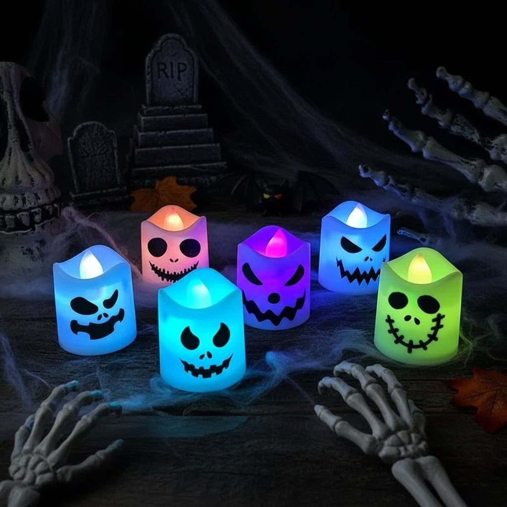 Halloween Decoration LED Pumpkin Tea Light Candle Set - Image 1