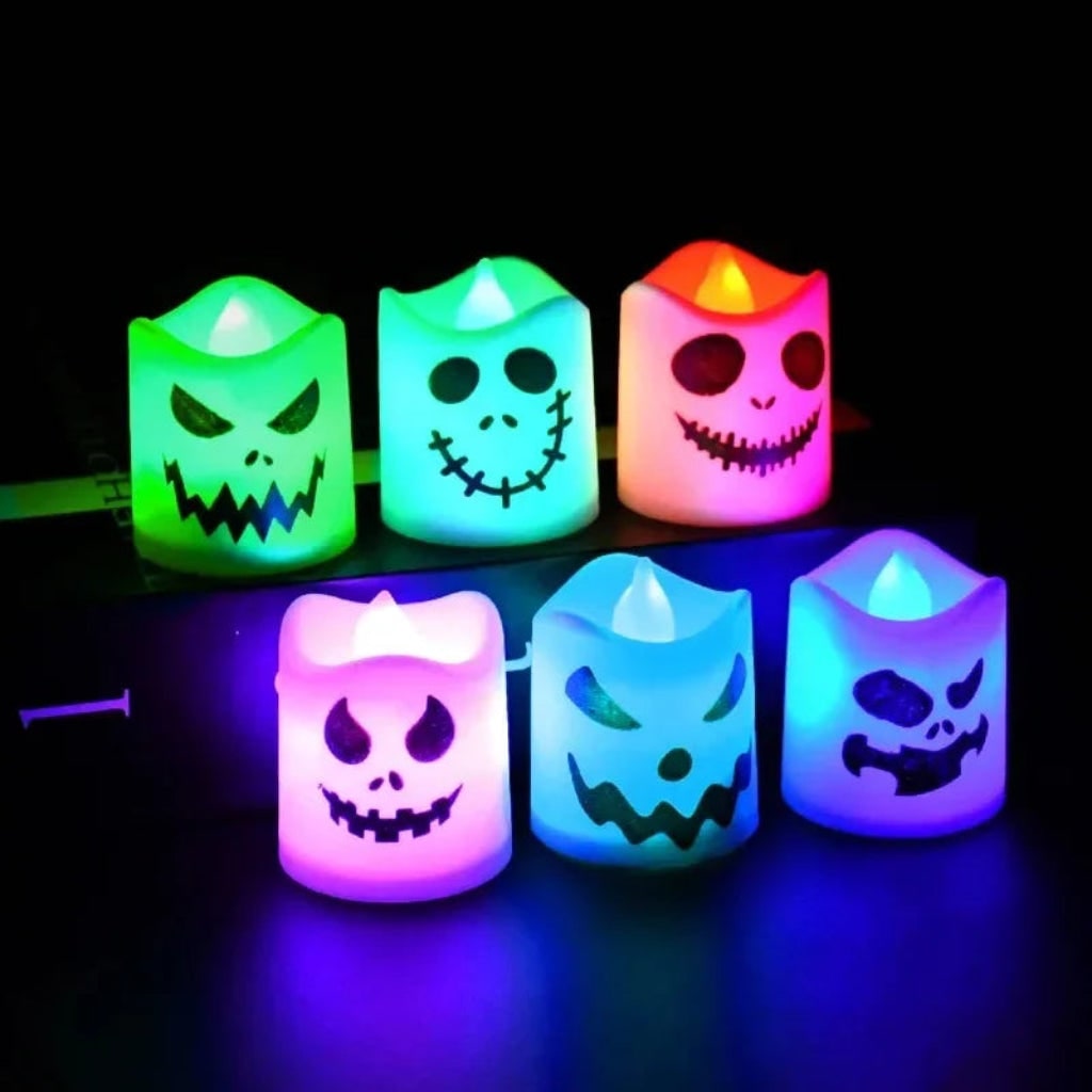 Halloween Decoration LED Pumpkin Tea Light Candle Set - Image 2