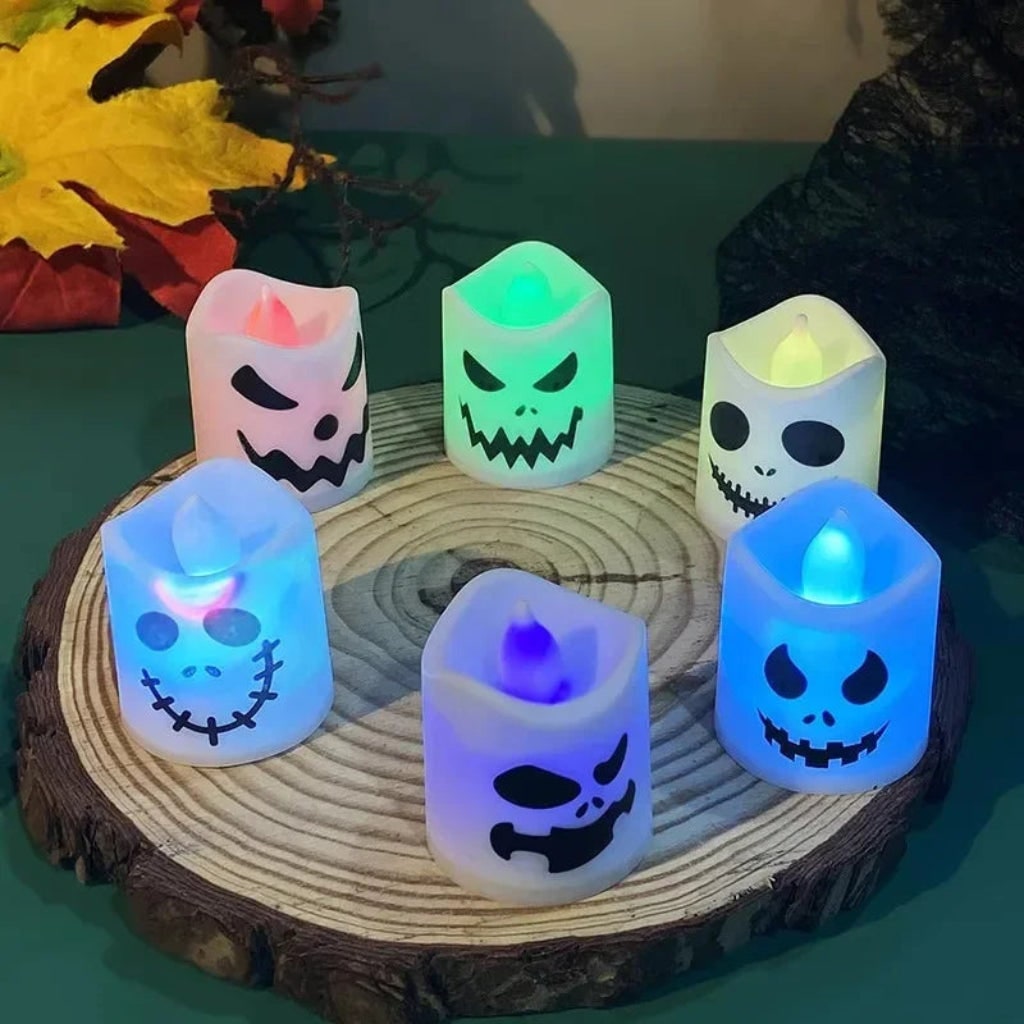 Halloween Decoration LED Pumpkin Tea Light Candle Set - Image 3