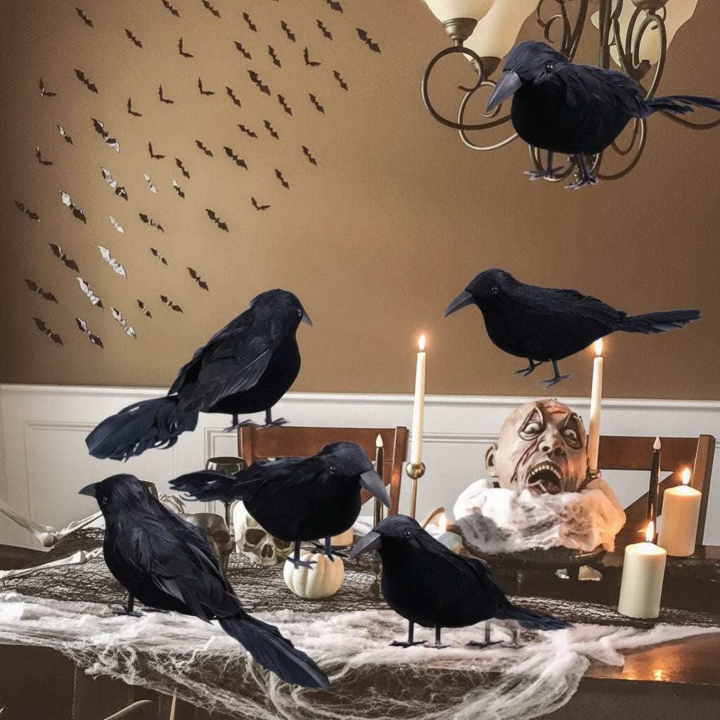 Halloween Decoration Realistic Artificial Crows - Image 2