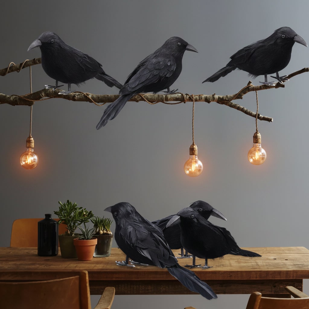 Halloween Decoration Realistic Artificial Crows - Image 3
