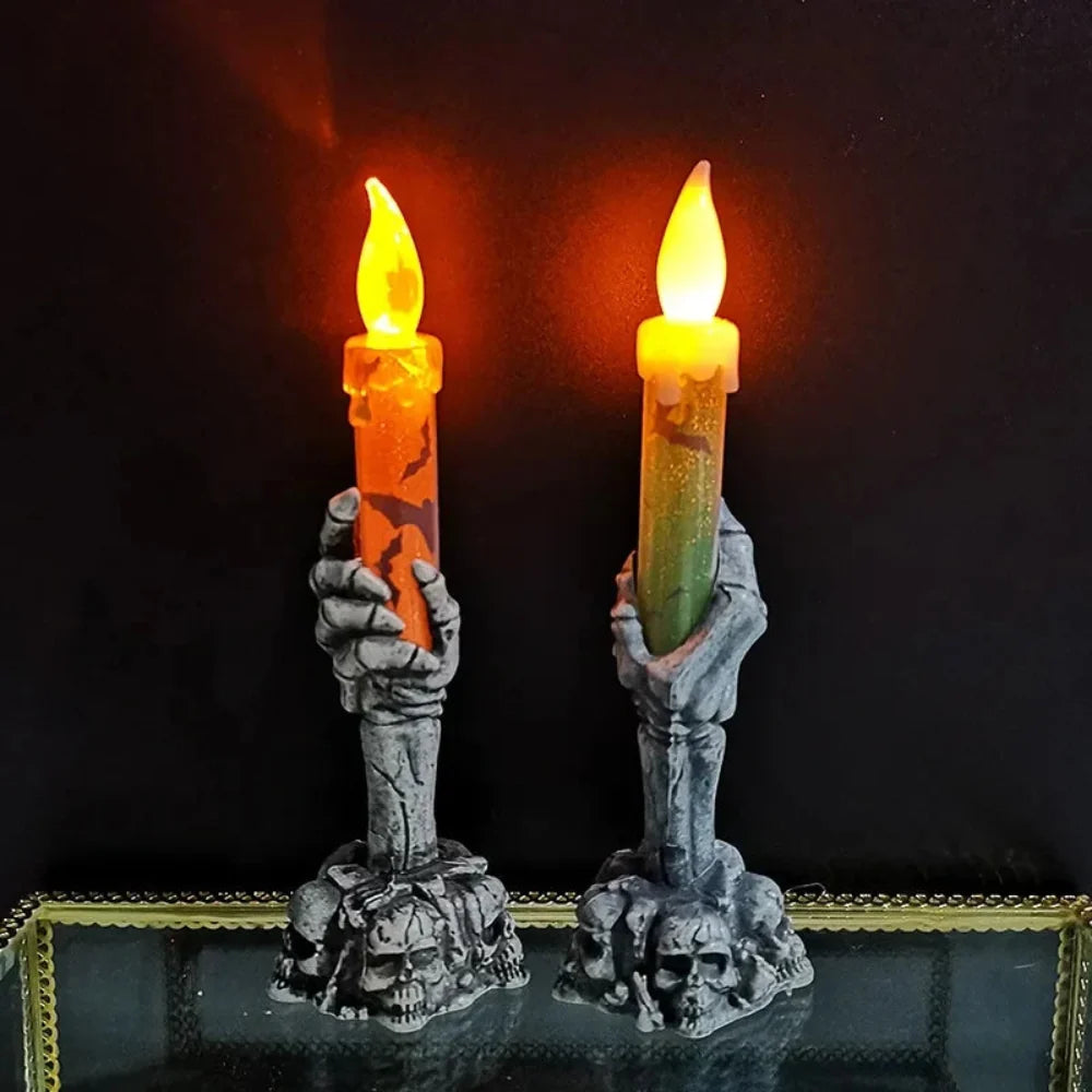 Halloween Decoration Skull Candle Holders Spooky Design - Image 1