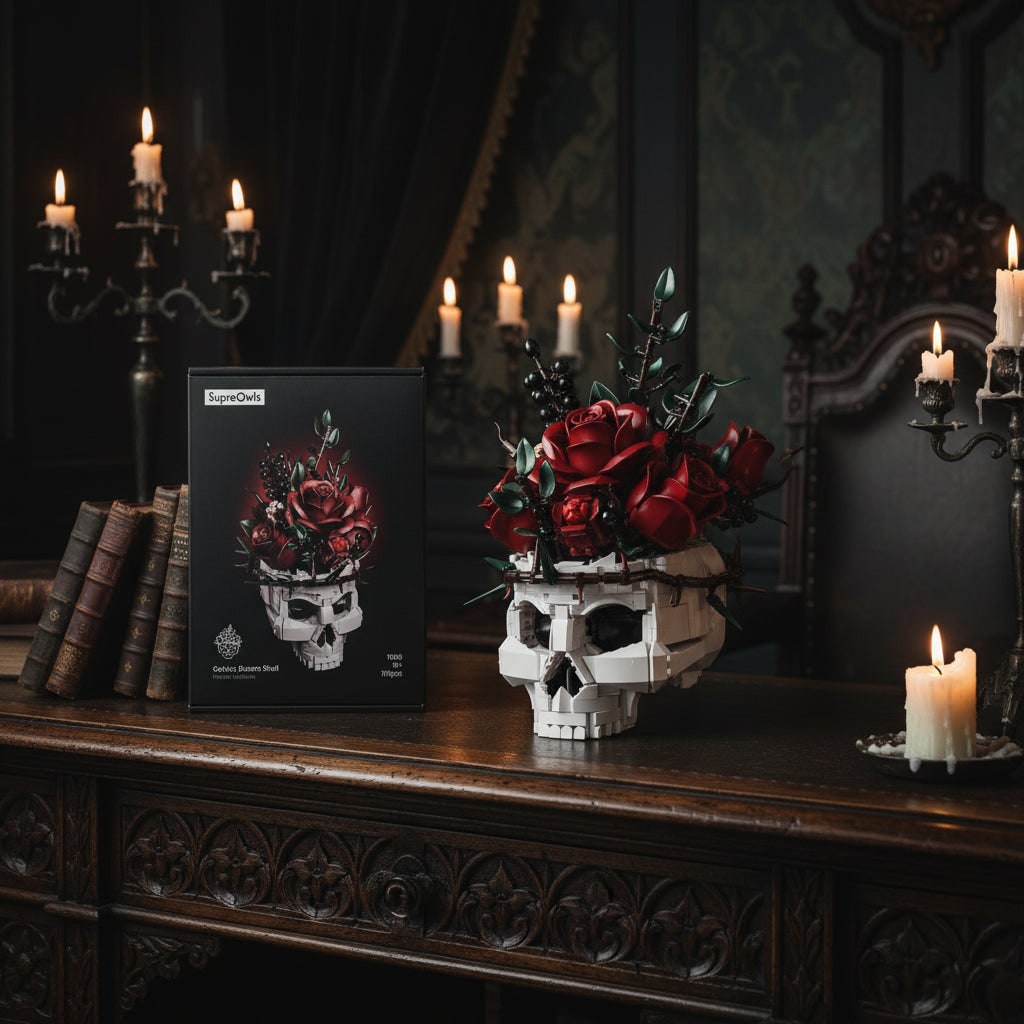 Halloween Decoration Skull Design Gothic Flower Arrangement - Image 2
