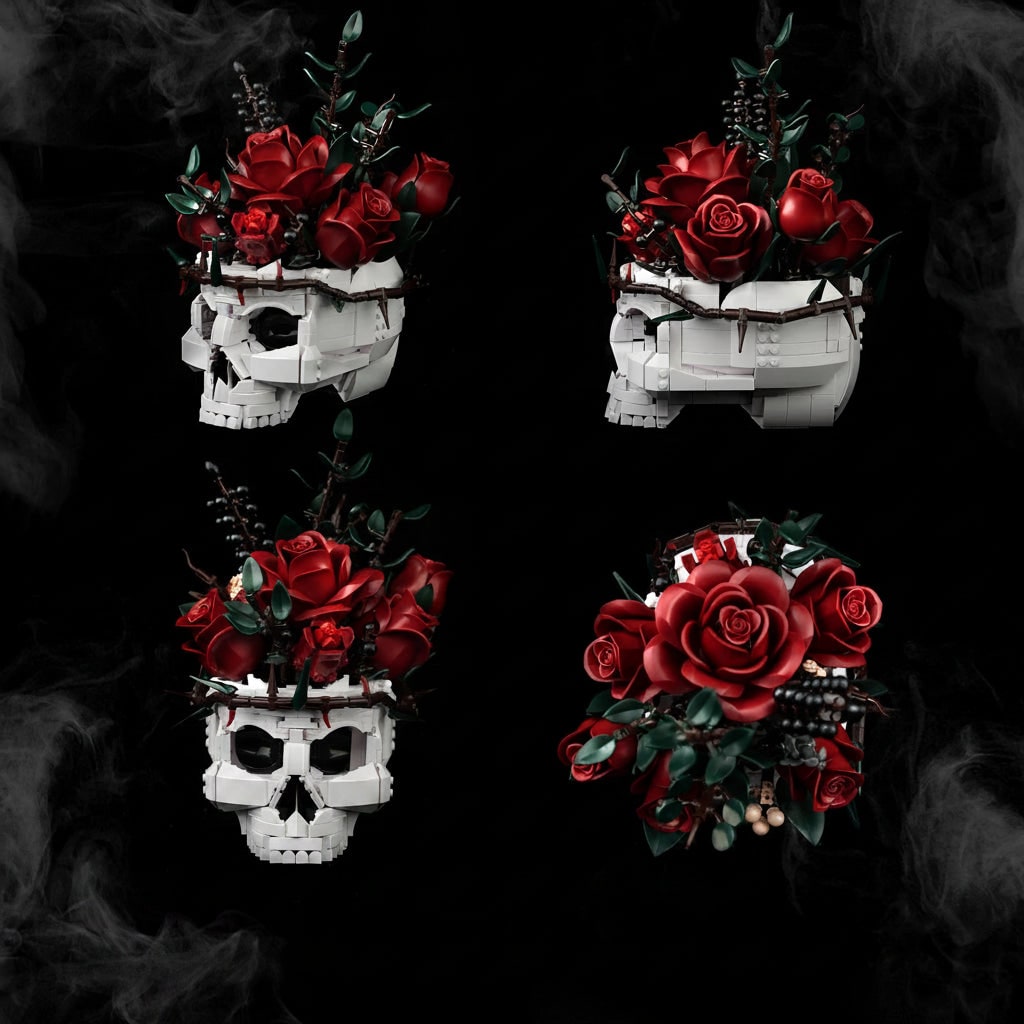 Halloween Decoration Skull Design Gothic Flower Arrangement - Image 4