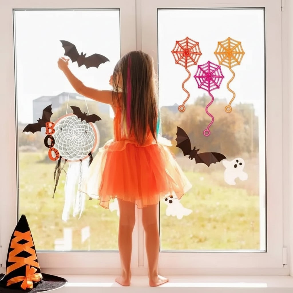 Halloween Decoration Spider Web Window Hanging Party Set - Image 1