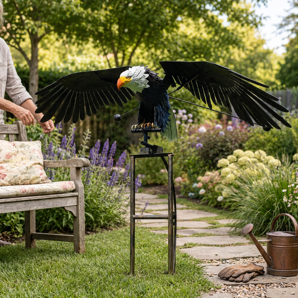 Outdoor Garden Bird Decoration Flapping Wings Design
