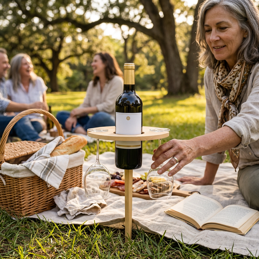 Foldable Wine Table Portable Picnic Outdoor Use