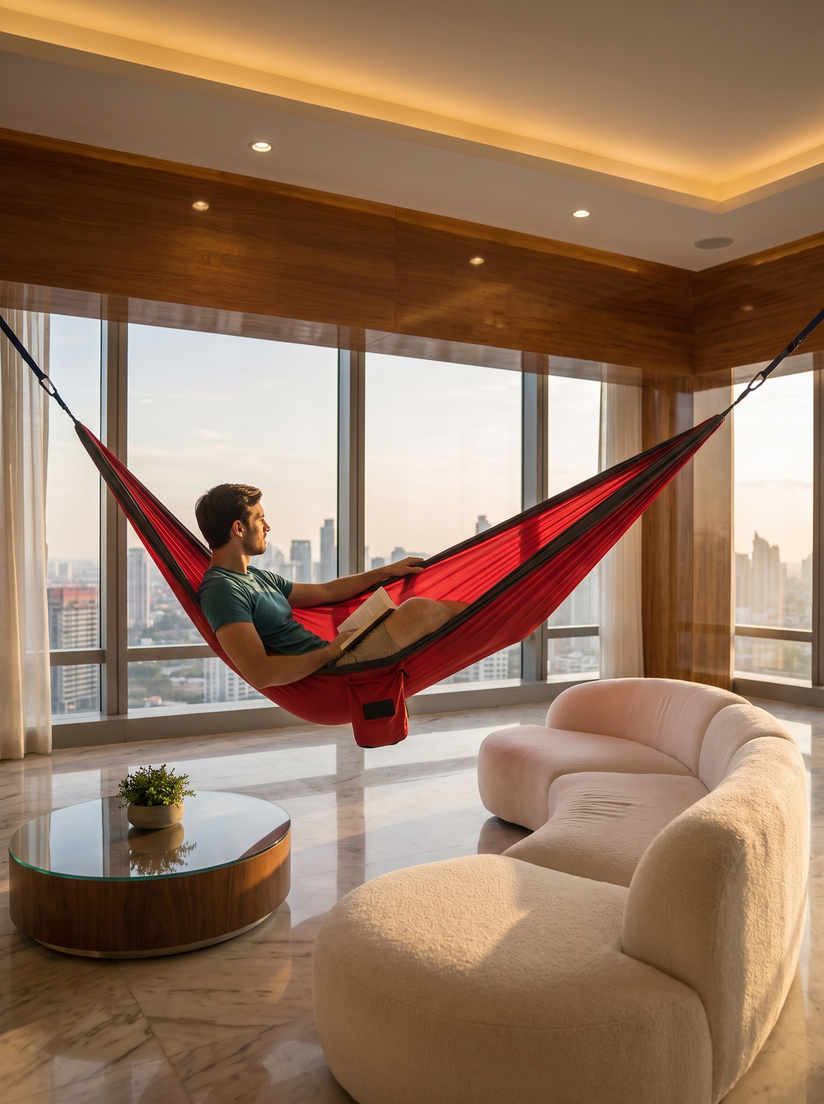 Parachute hammock packed down beside a rucksack