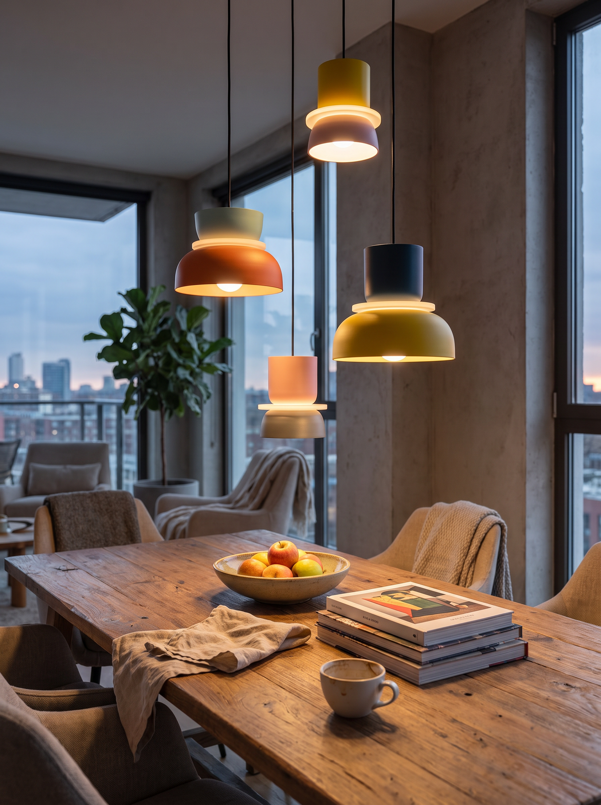 Pastel macaron pendant light in a modern interior