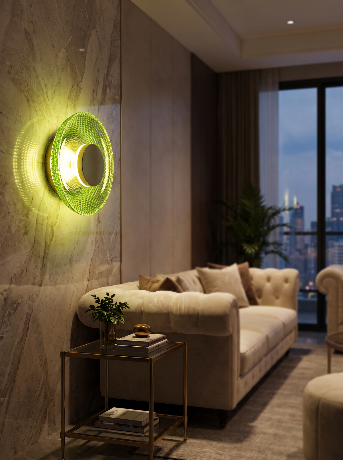 Coloured Textured Glass Disc Wall Lamp lifestyle 2