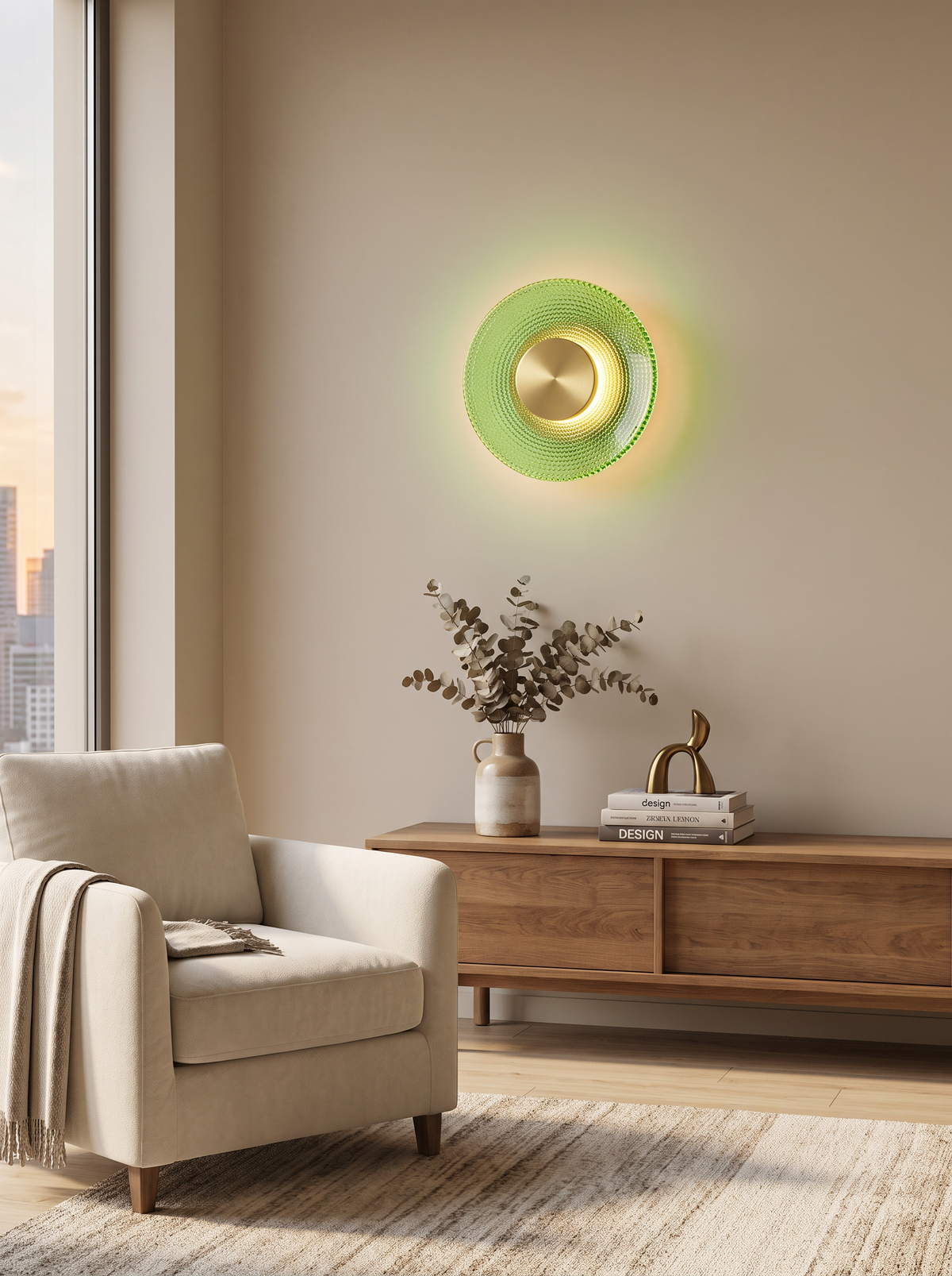 Coloured Textured Glass Disc Wall Lamp lifestyle 3