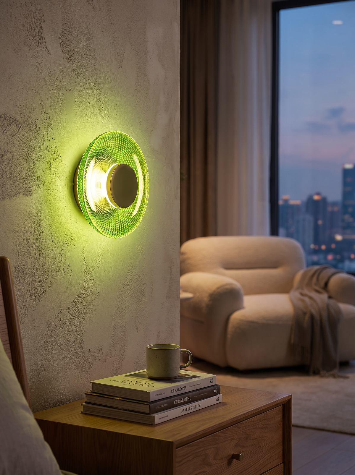 Coloured Textured Glass Disc Wall Lamp lifestyle 1