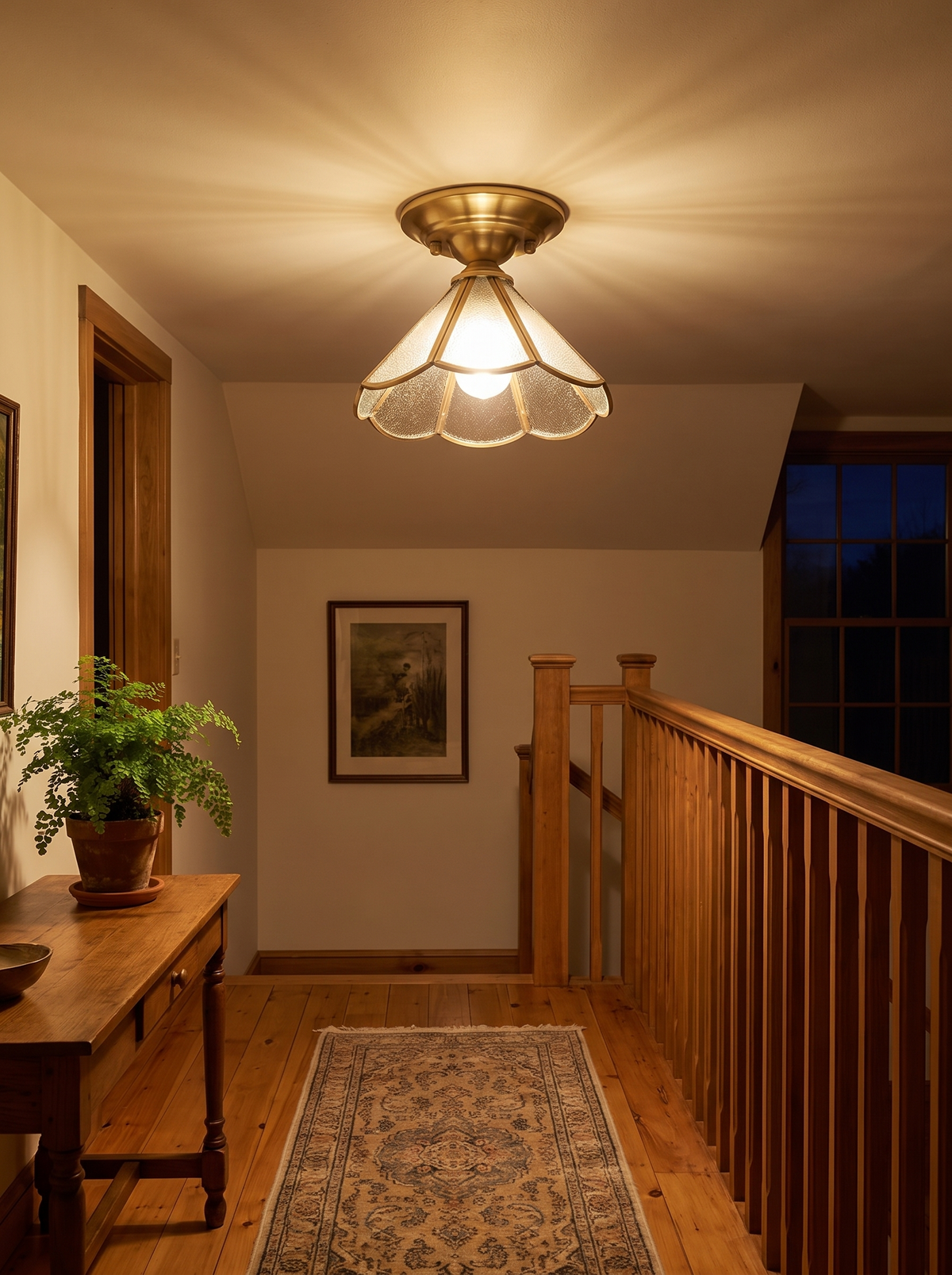 Scalloped Brass Semi Flush Ceiling Light lifestyle 2