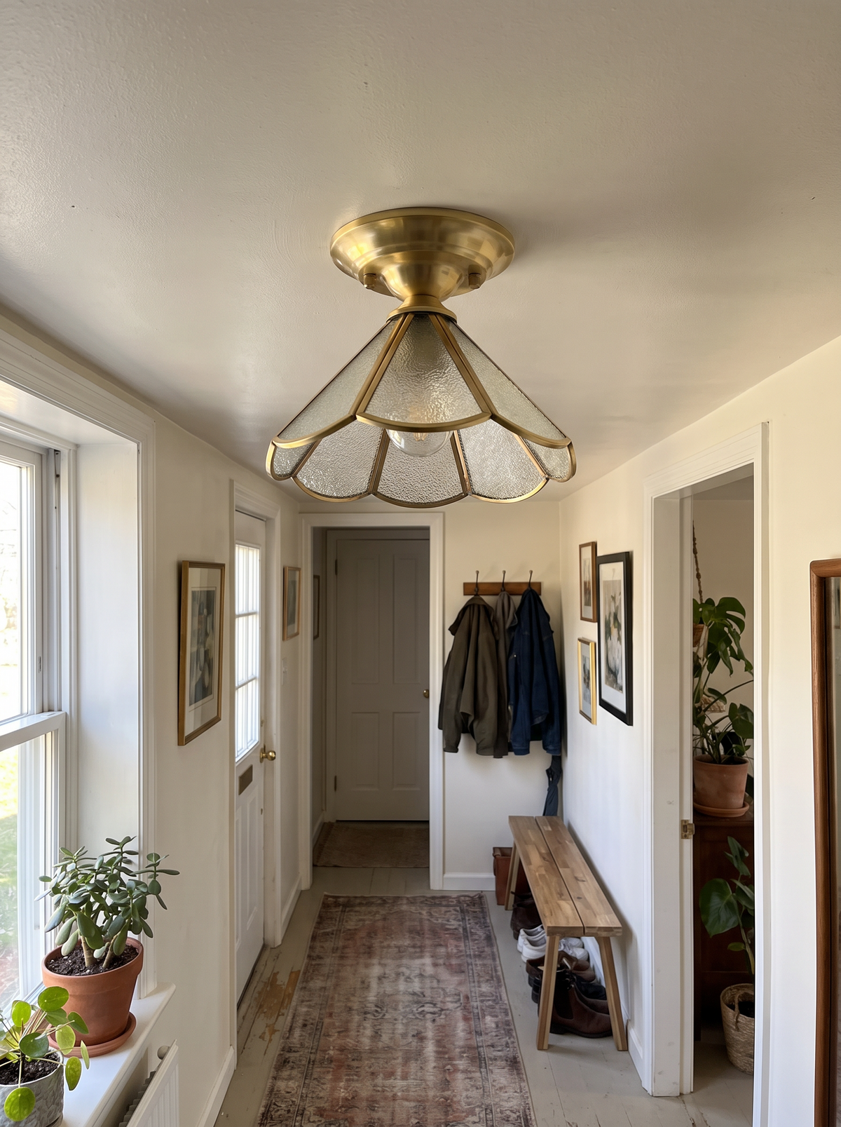 Scalloped Brass Semi Flush Ceiling Light lifestyle 1