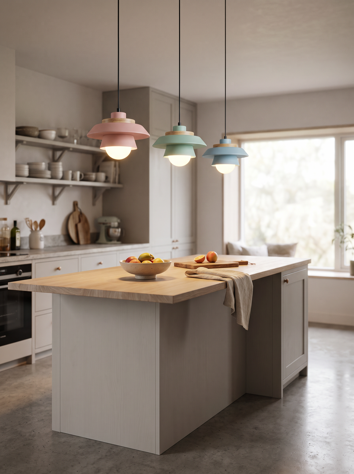 Wood and Macaron Colour Pendant Light lifestyle 2
