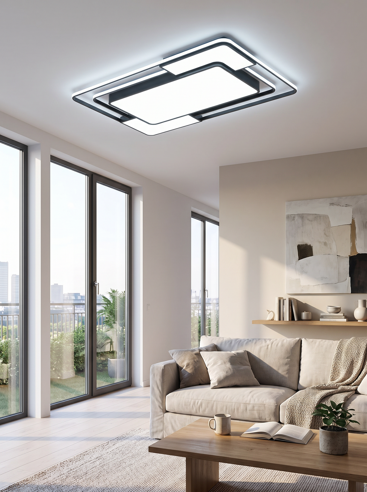 Remote Dimmable Geometric Ceiling Light lifestyle 2