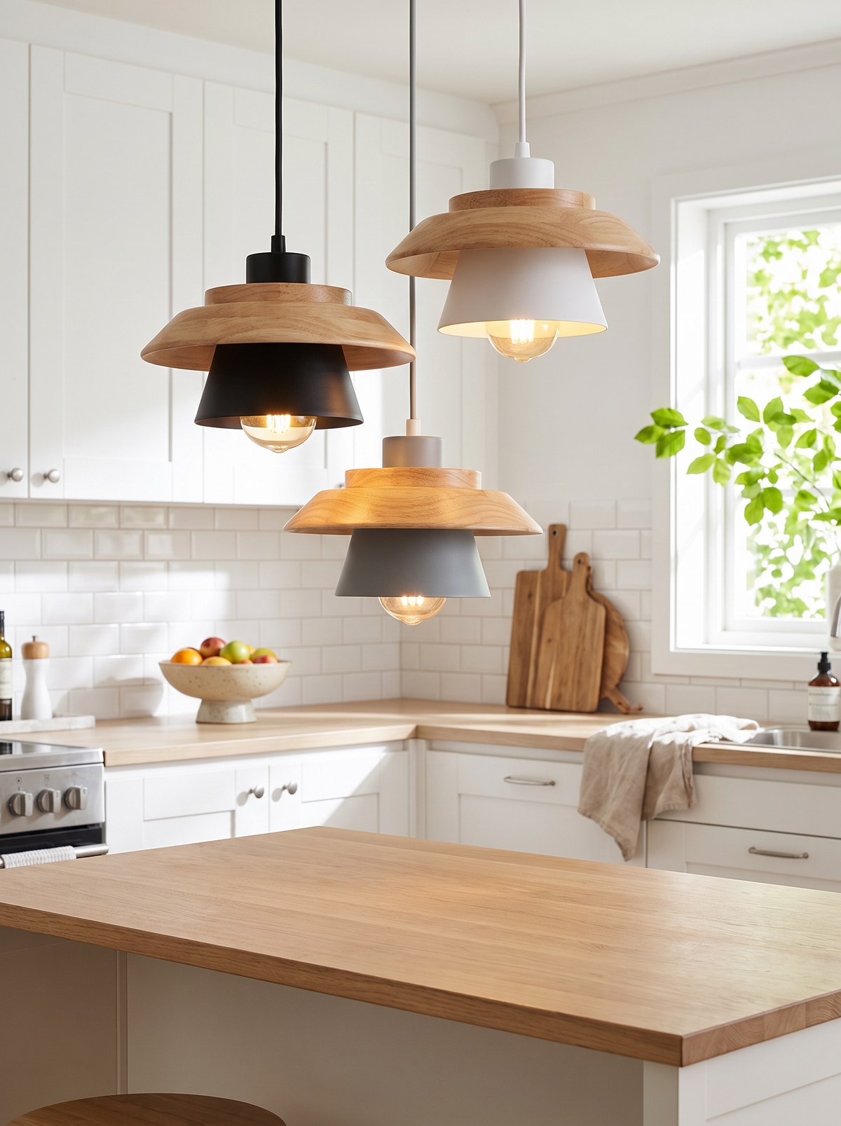 Wood and Macaron Colour Pendant Light lifestyle 1