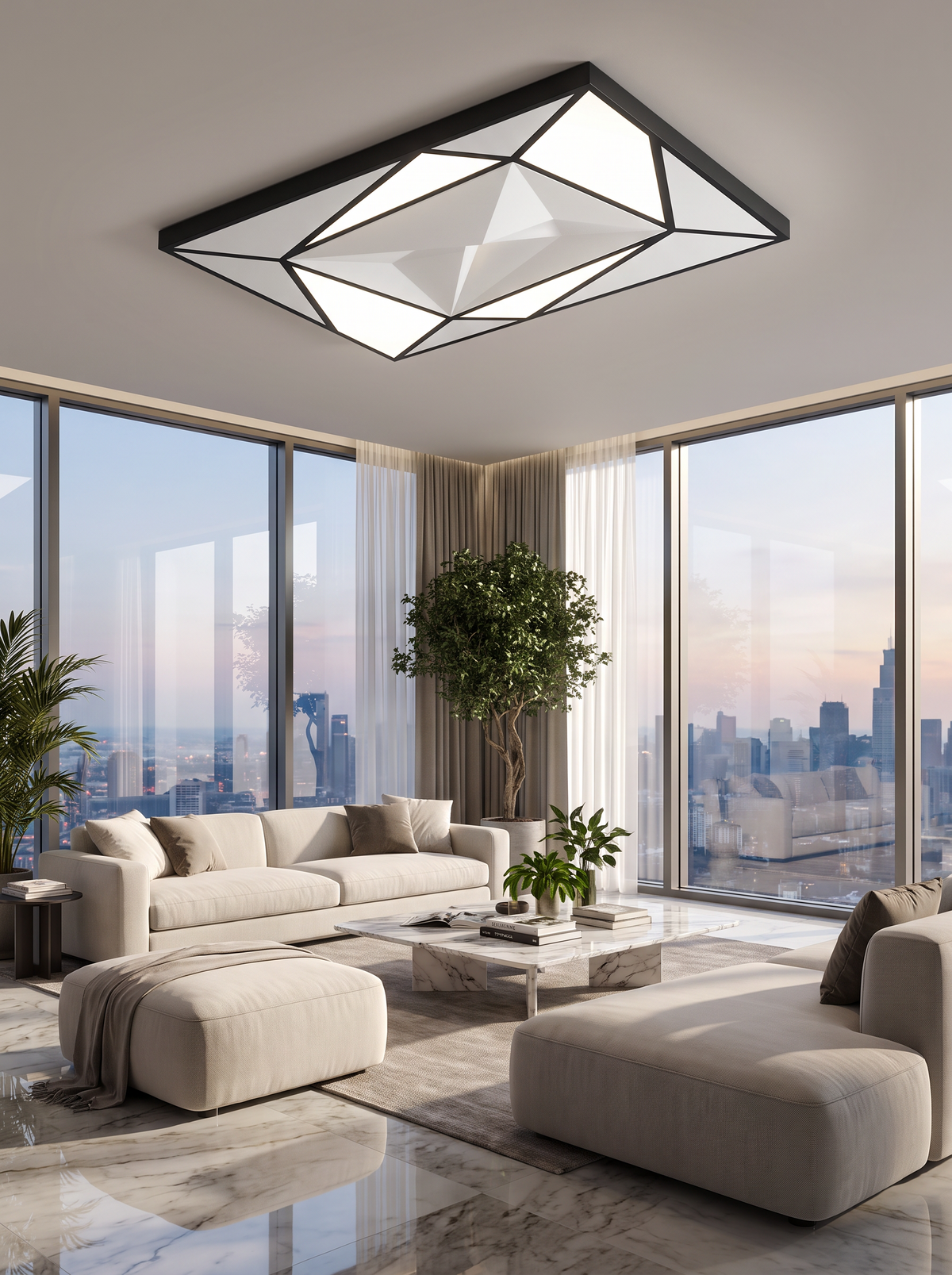 Remote Dimmable Geometric Ceiling Light lifestyle 1