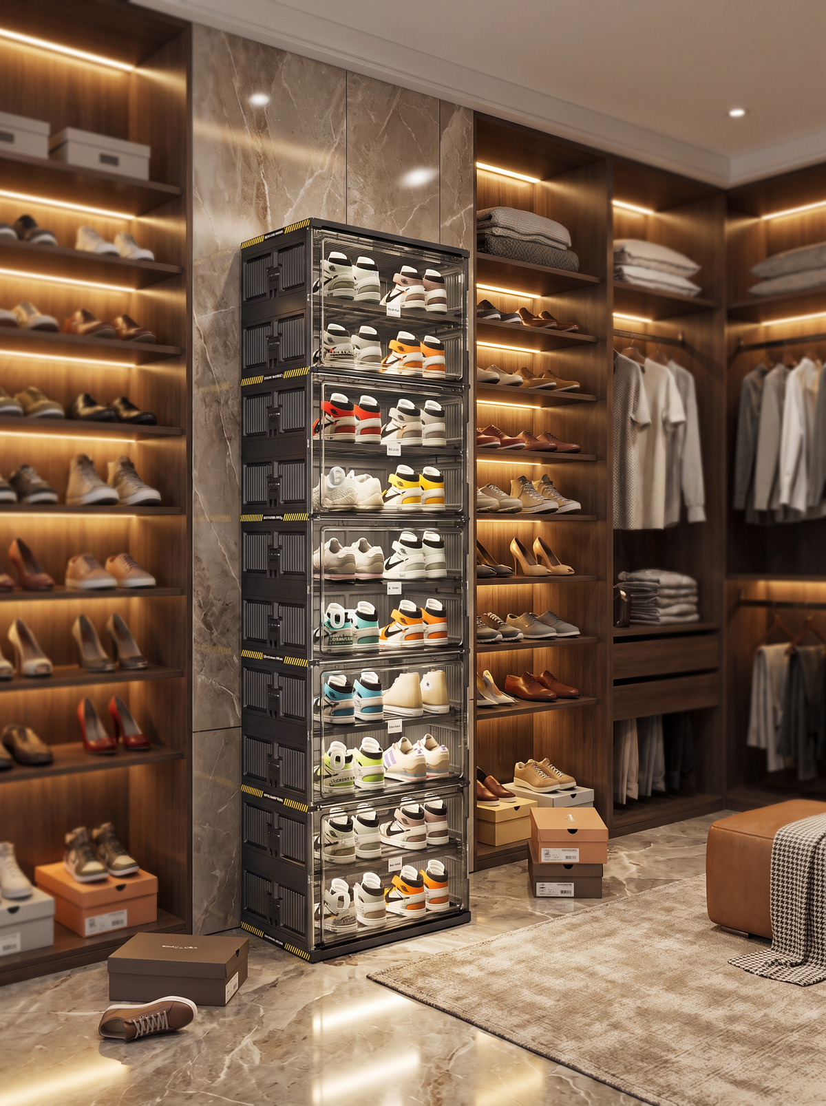 8 Tier Stackable Clear Shoe Storage lifestyle 1