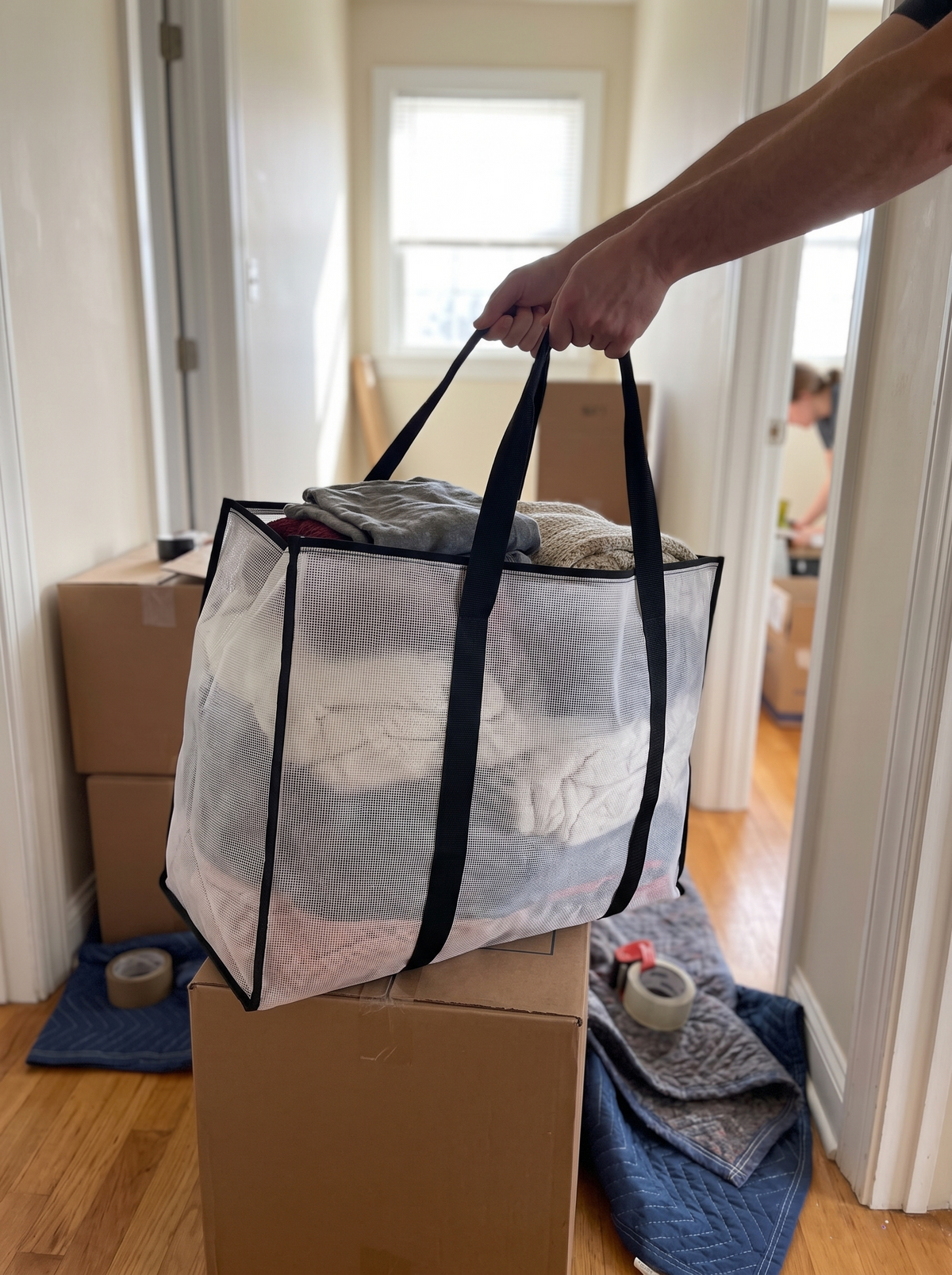Heavy Duty Waterproof Moving Storage Tote lifestyle 2
