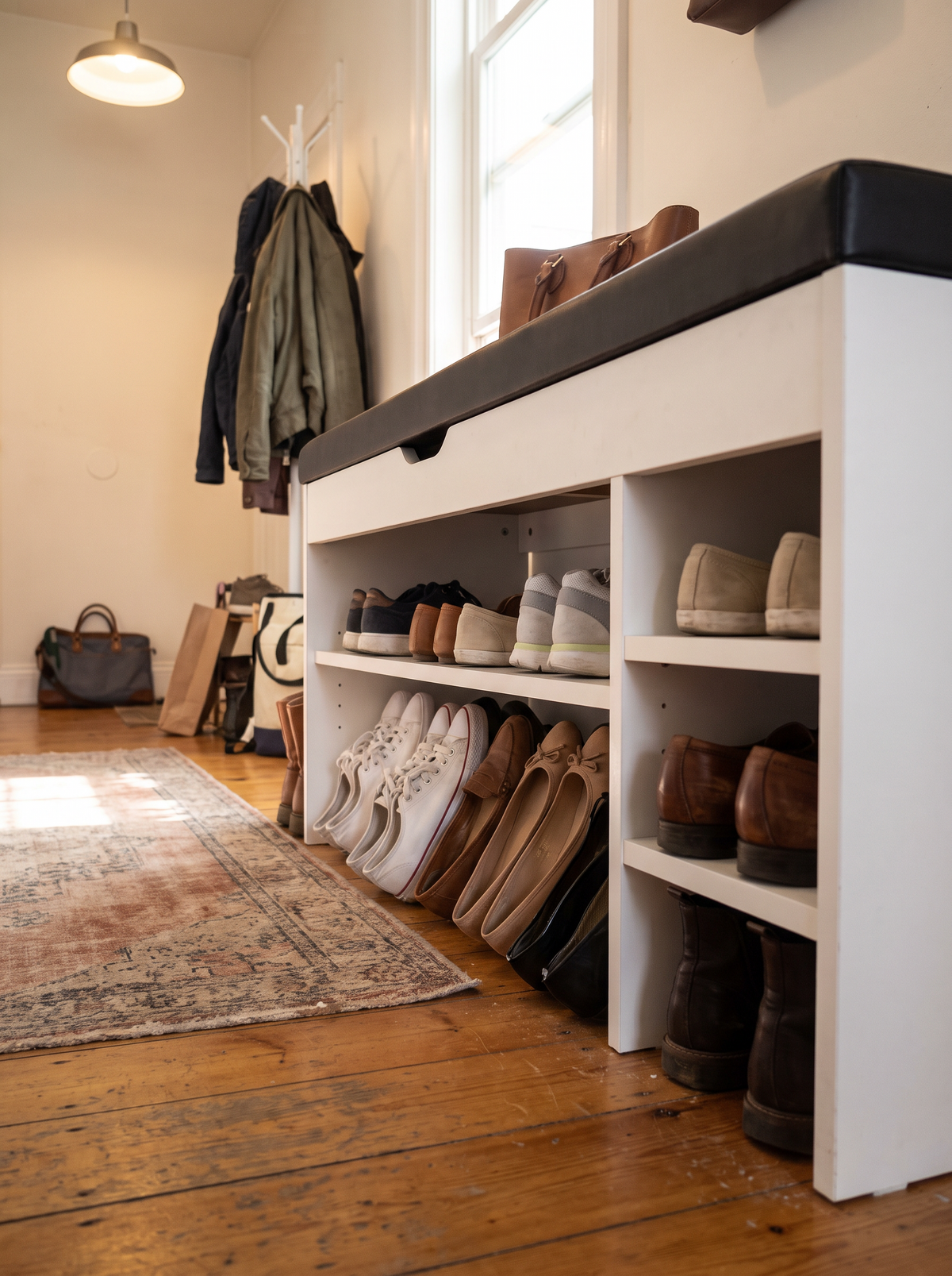 Folding Shoe Rack Storage Bench Cabinet lifestyle 3