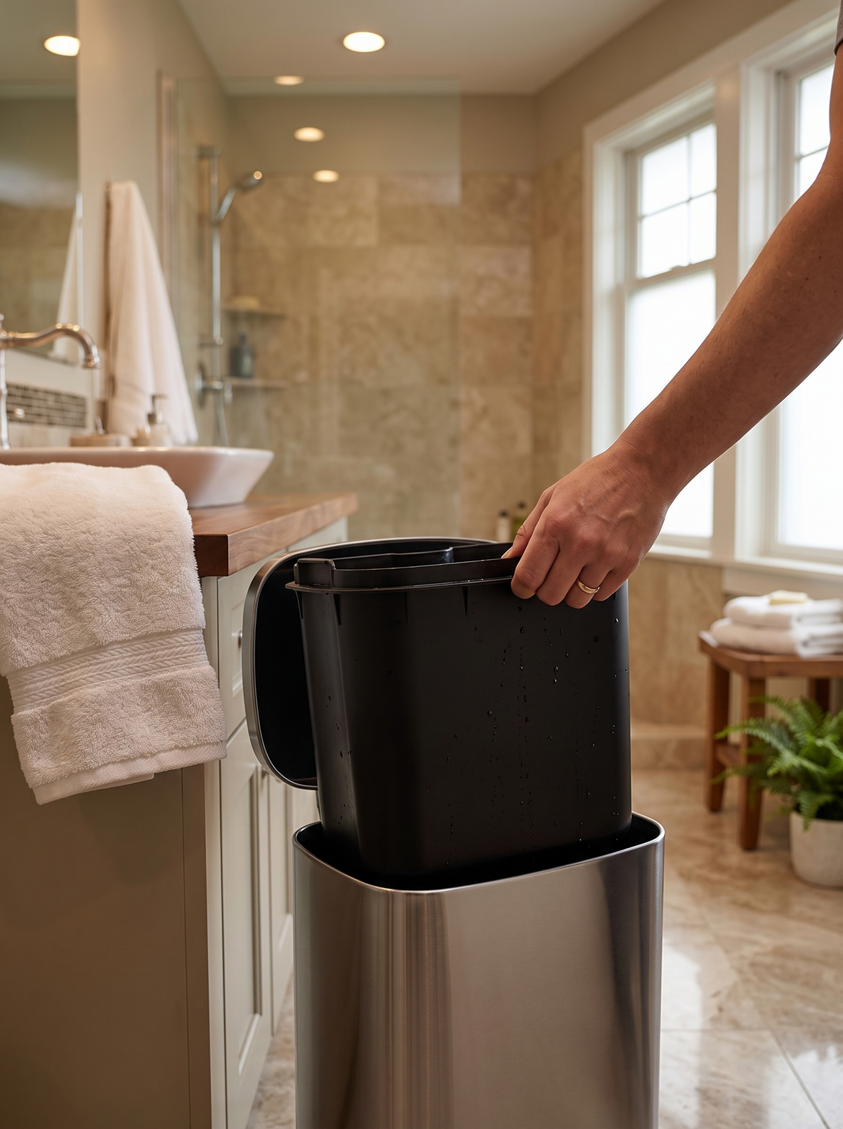 Stainless Steel Soft Close Bathroom Bin lifestyle 3