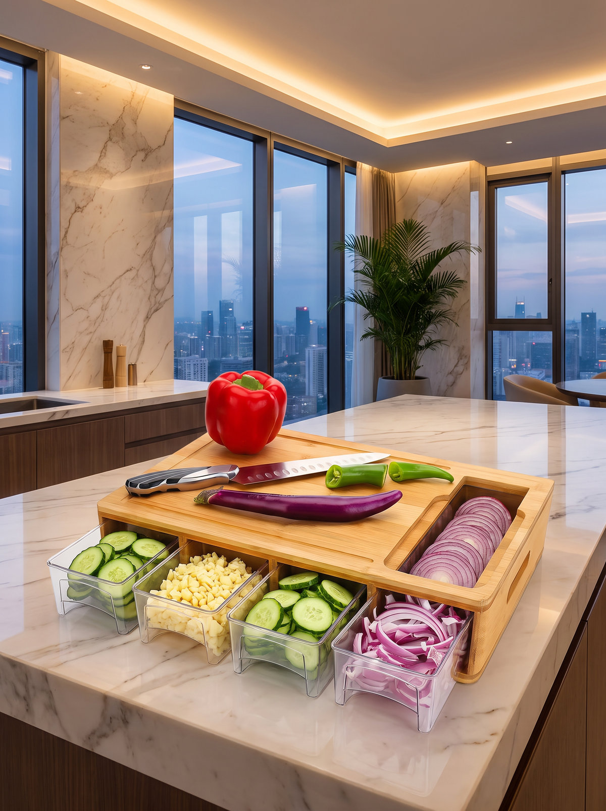 Bamboo Cutting Board Prep Station lifestyle 3