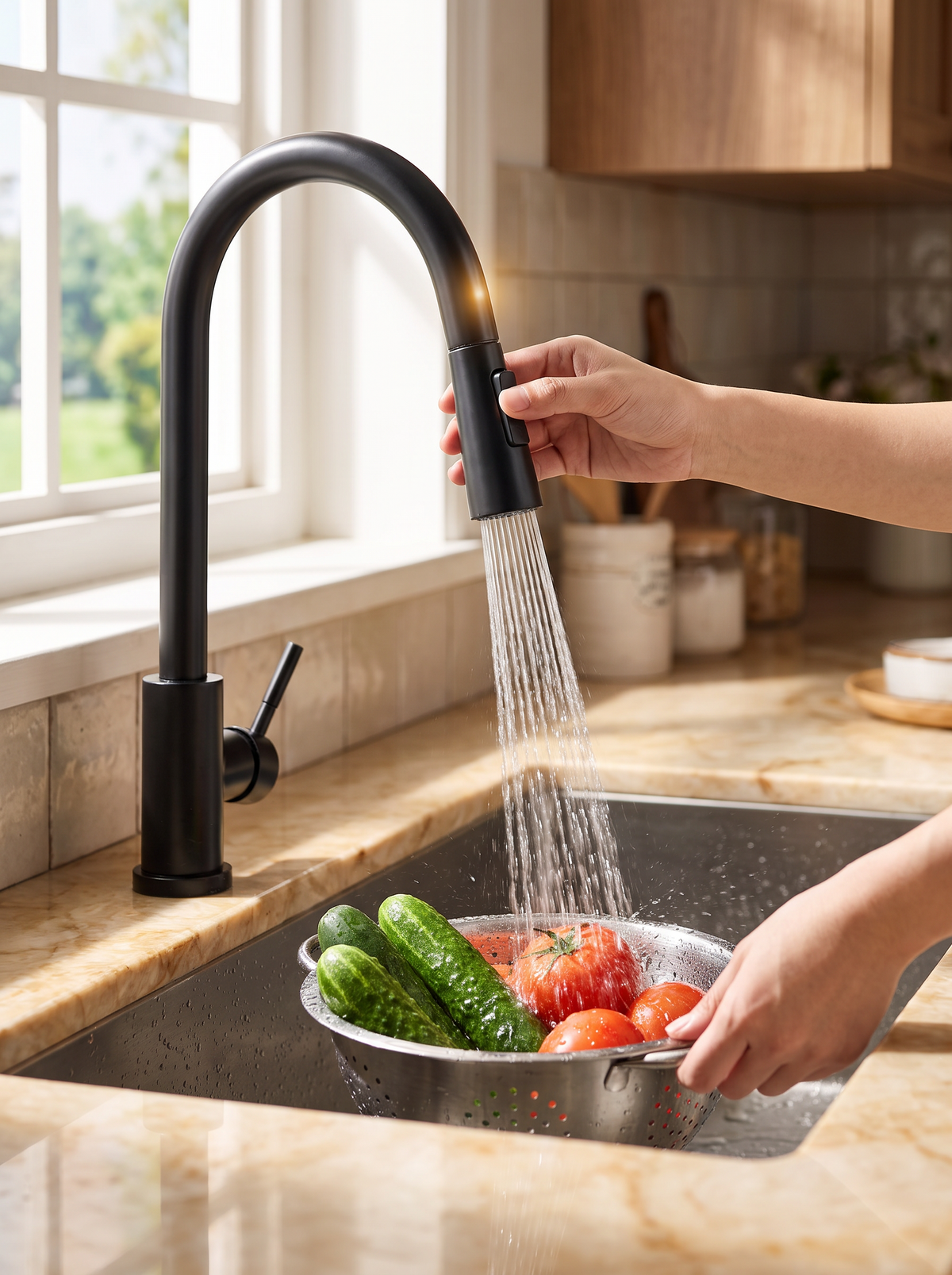 Single Handle Pull Out Kitchen Faucet lifestyle 3