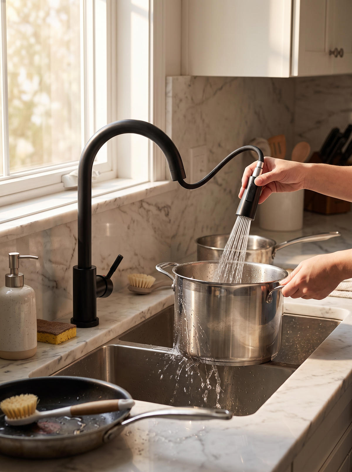 Single Handle Pull Out Kitchen Faucet lifestyle 2