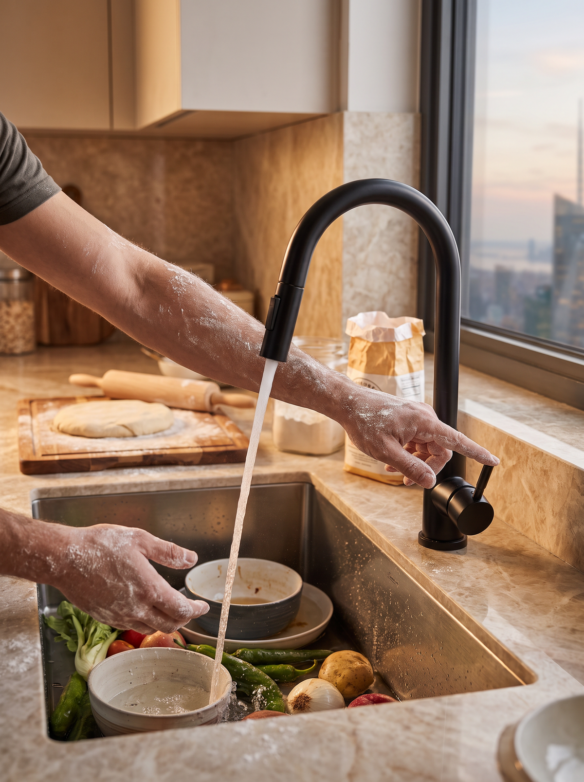 Single Handle Pull Out Kitchen Faucet lifestyle 1
