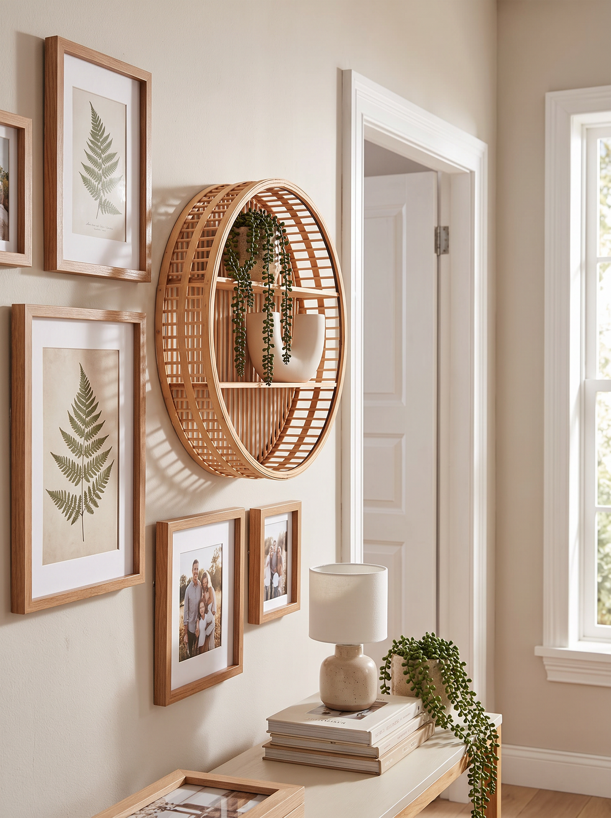 Round Bamboo Floating Wall Shelf lifestyle 2