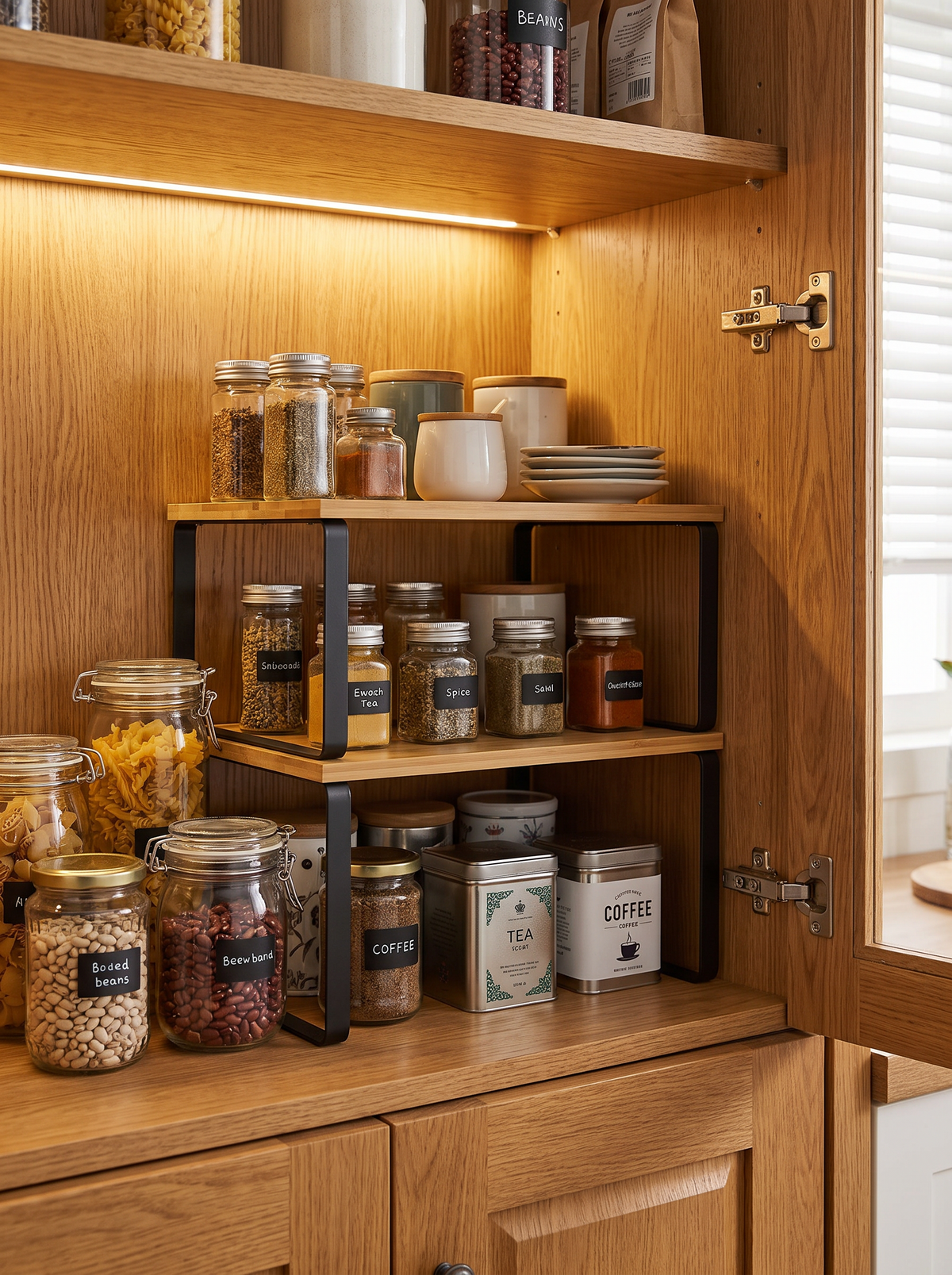 Stackable Metal Cabinet Shelf Organiser lifestyle 1