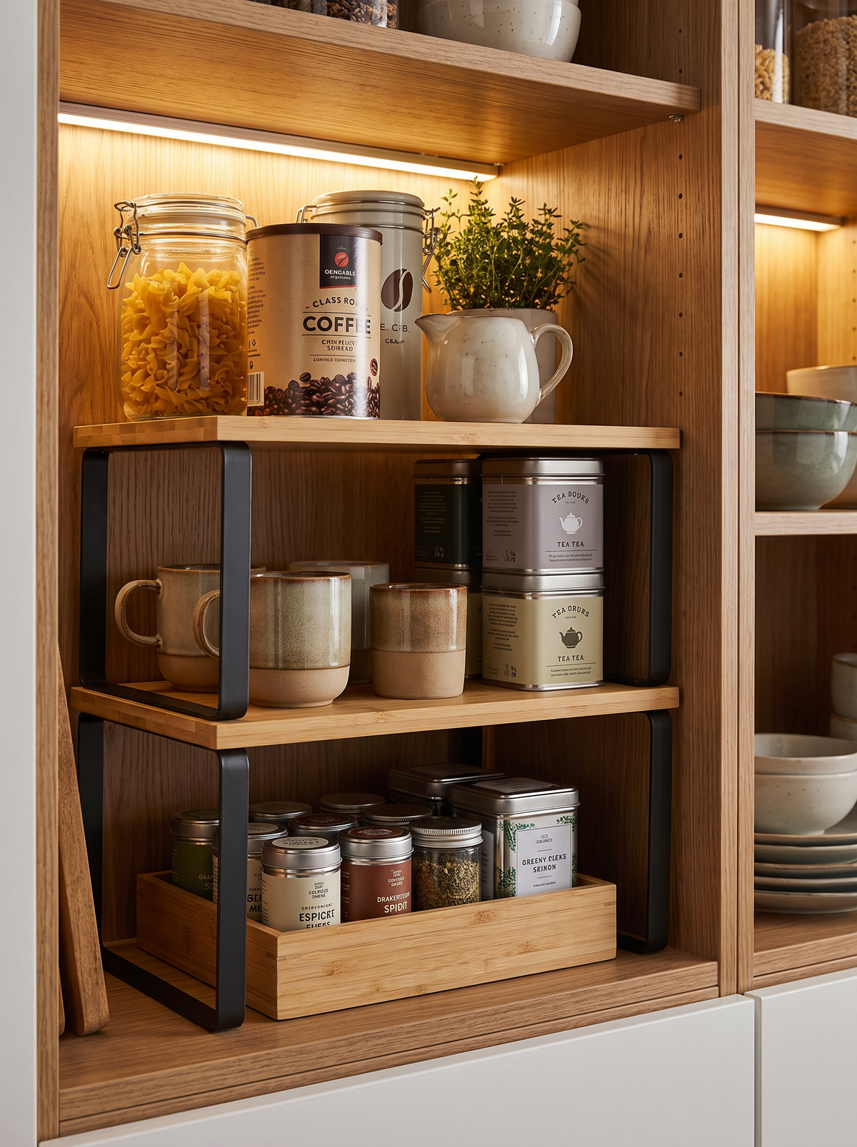 Stackable Metal Cabinet Shelf Organiser lifestyle 2
