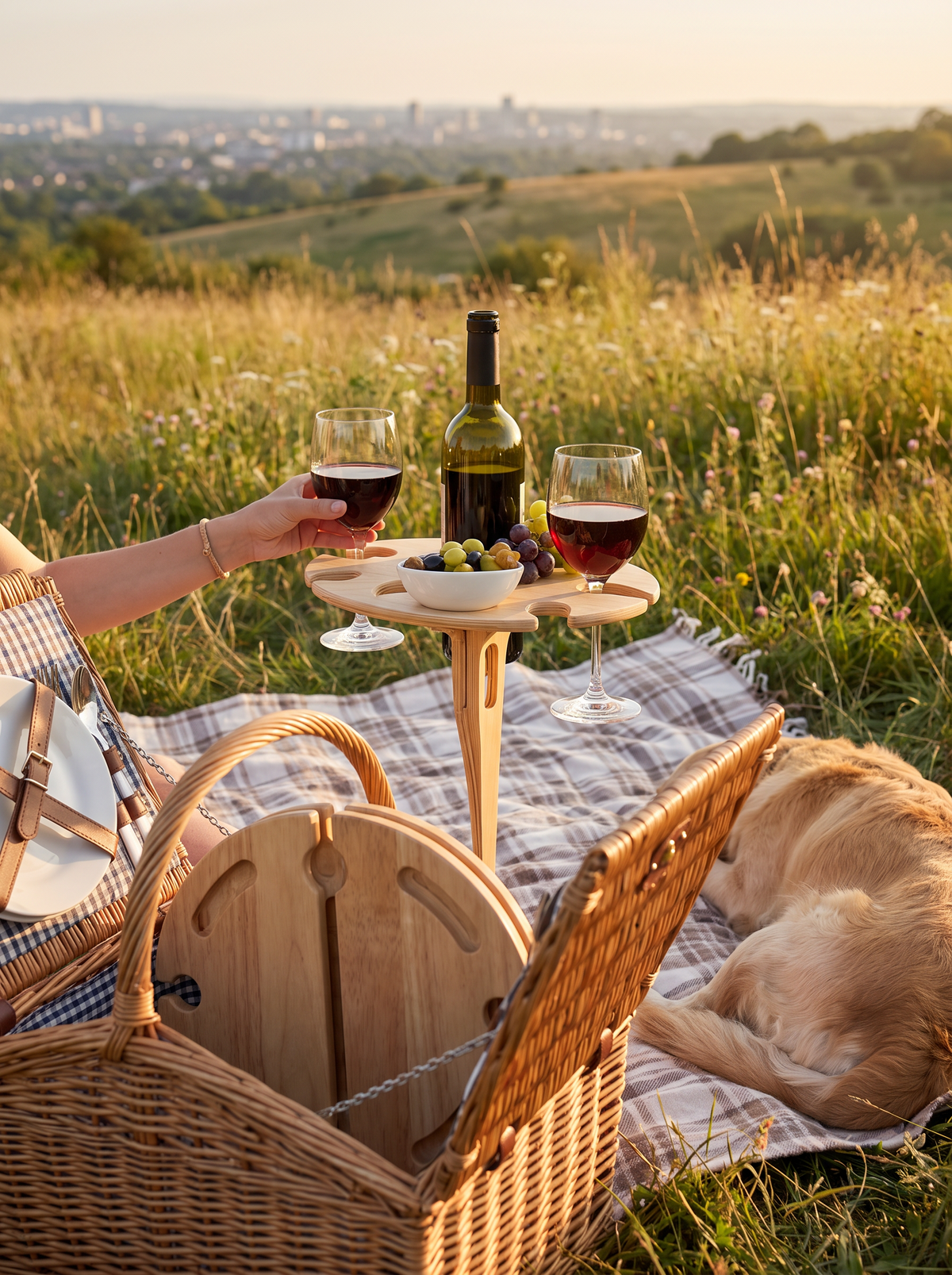 Outdoor Spike Picnic Wine Table lifestyle 3