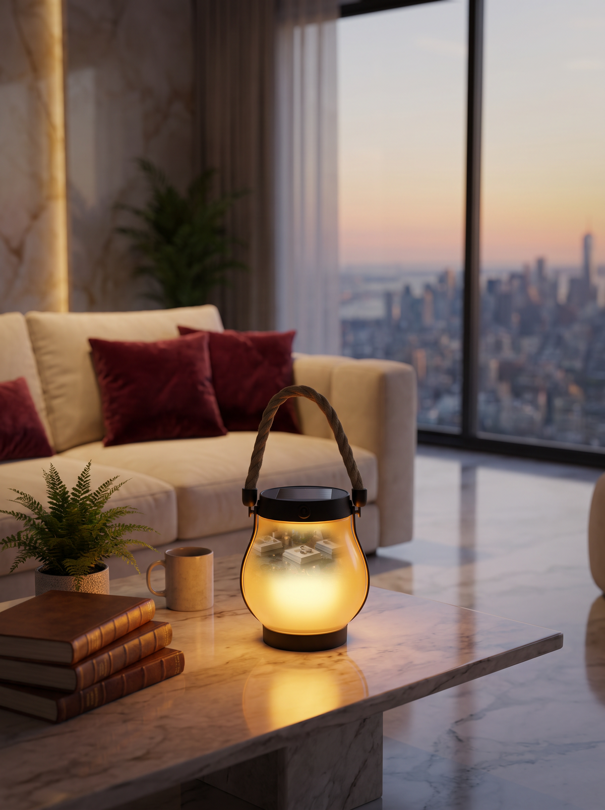 Hanging Solar Flame Effect Lantern lifestyle 1