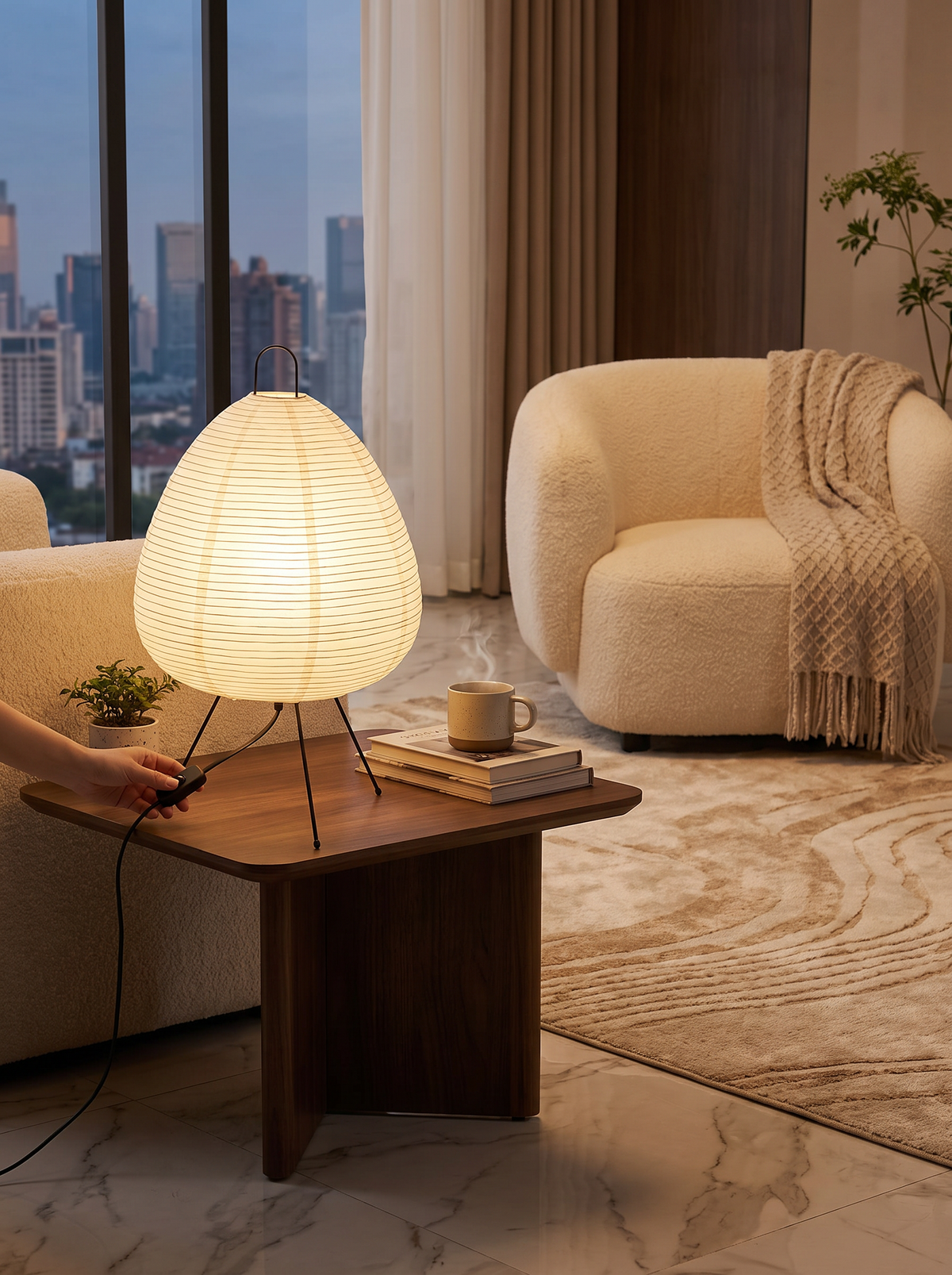 Japanese Rice Paper Zen Table Lamp lifestyle 1