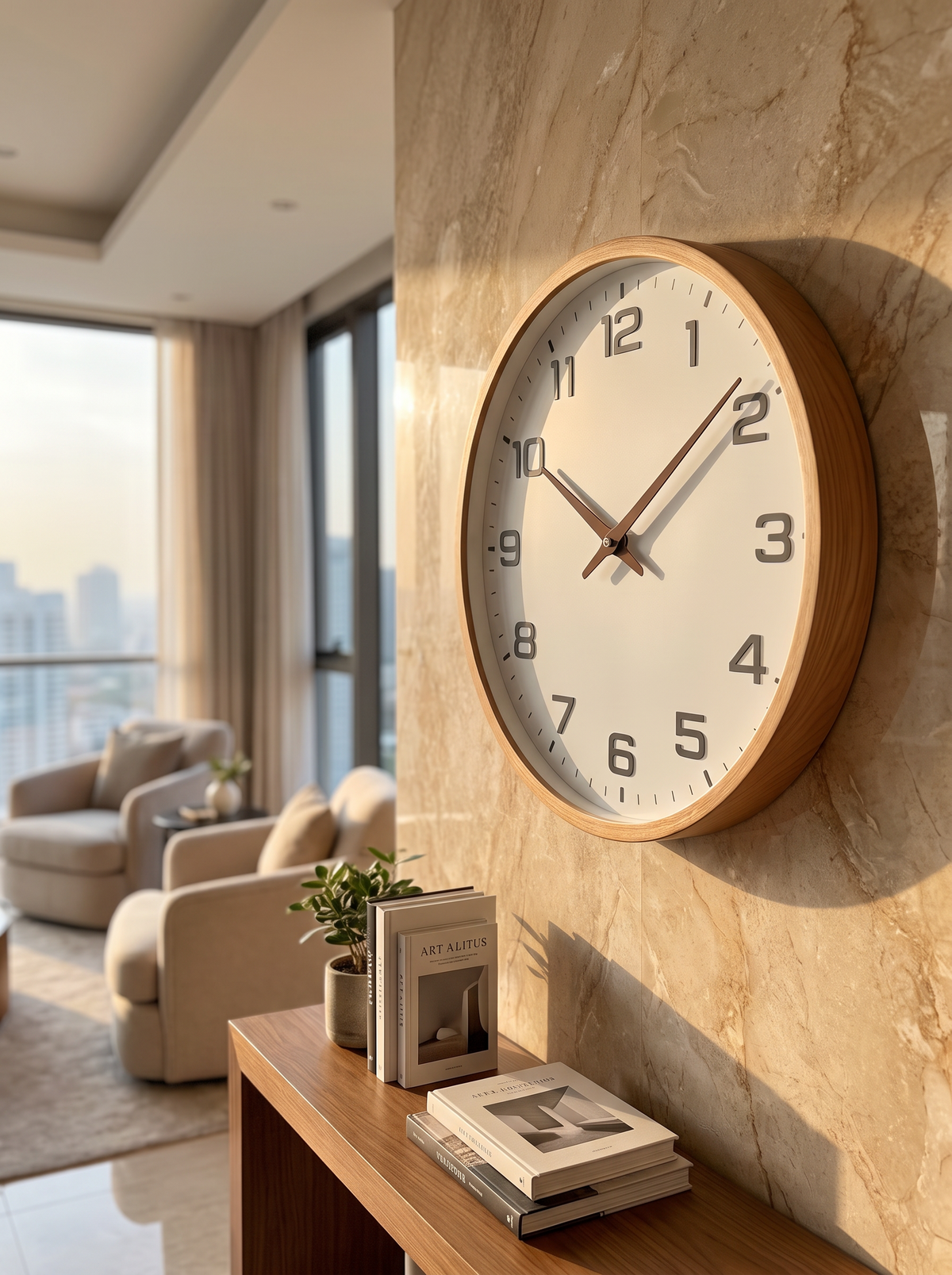 Modern Wooden Silent Wall Clock lifestyle 2