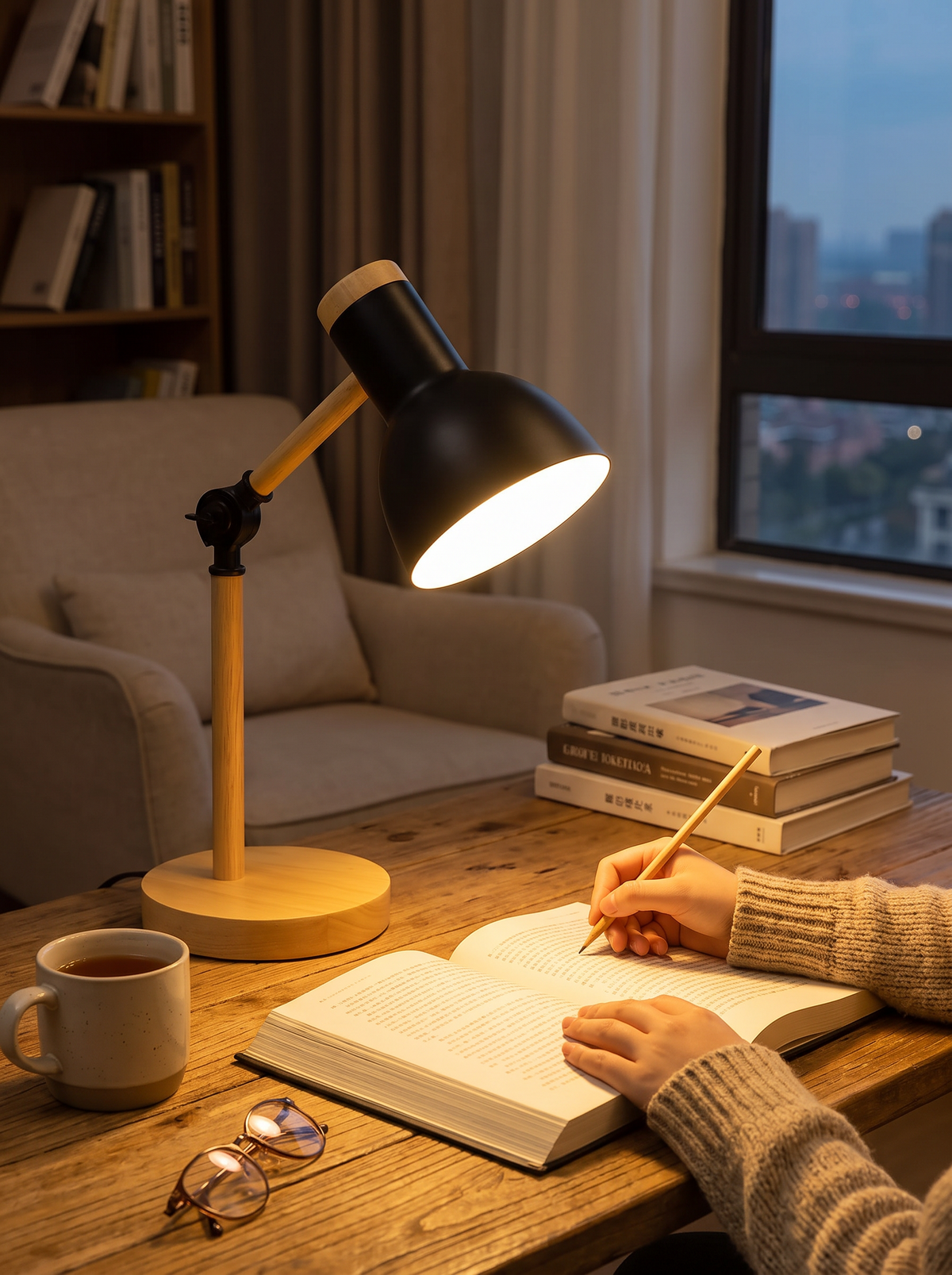 Nordic Adjustable Wooden Desk Lamp lifestyle 2