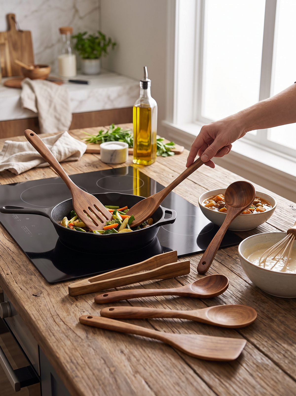 Heat Resistant Wooden Kitchen Tool Set lifestyle 2